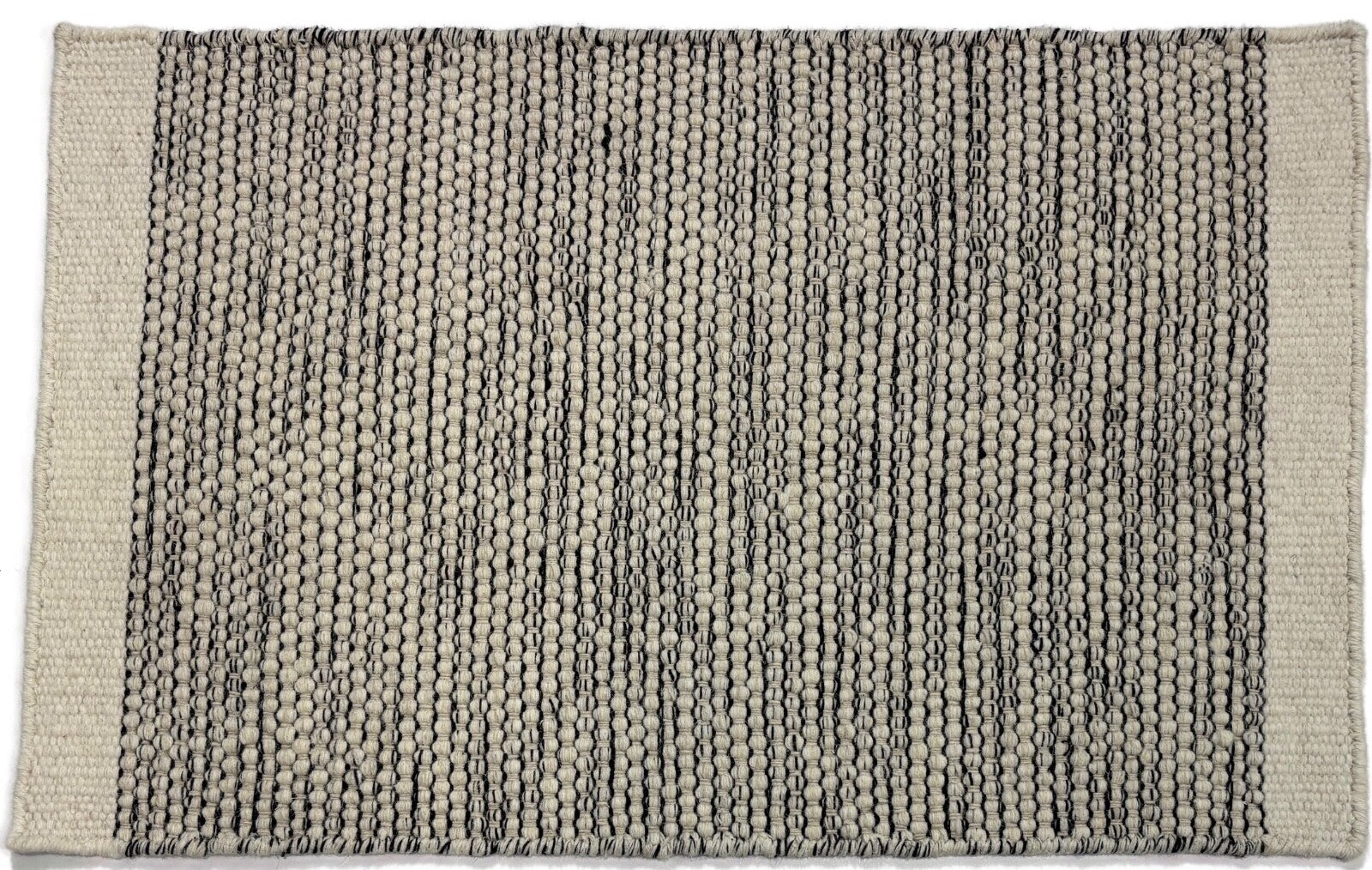 Kilim Dhurry Teppich 60x90cm Handgefertigt 100% Wolle Naturbeige Dunkelgrau D102