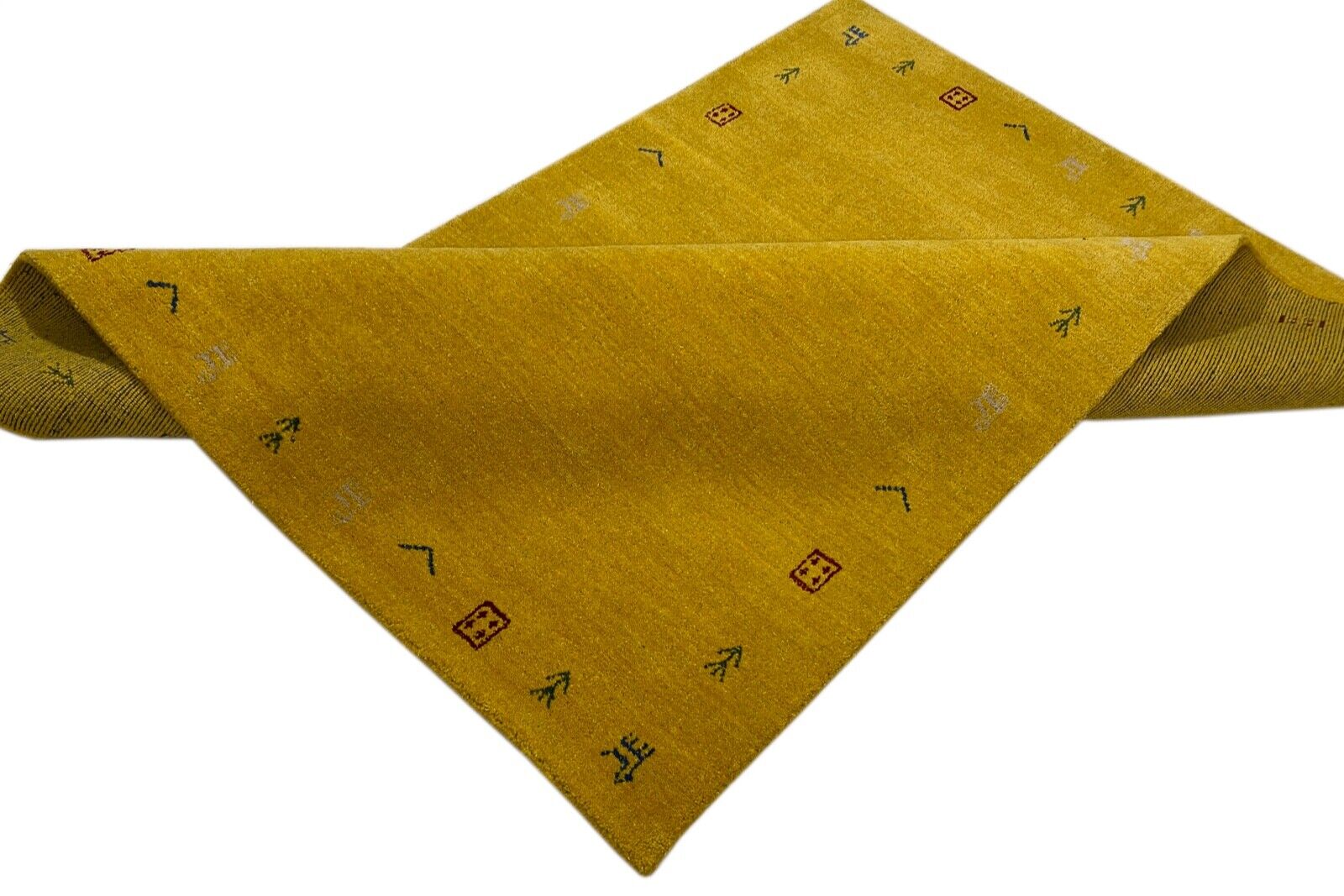 Kuldne vaip 160x230 cm Gabbeh 100% vill, käsitsi kootud Lori Buff Yellow G630