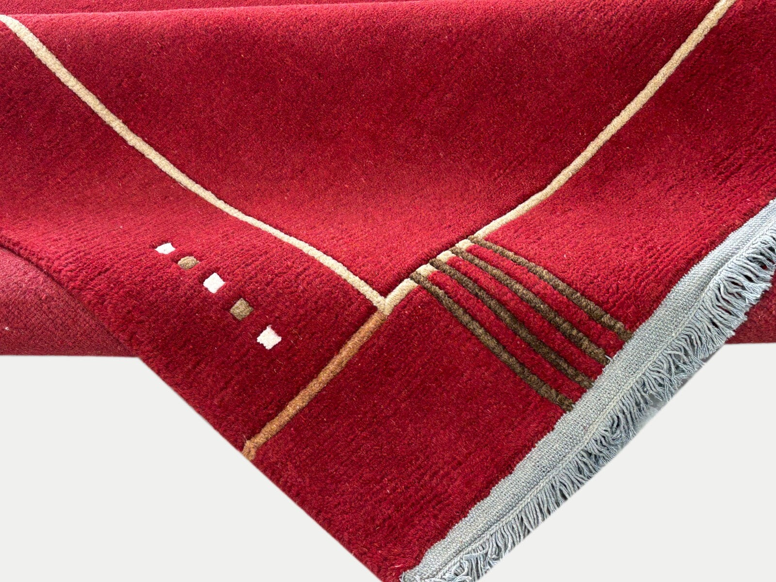 Rot Teppich Indo Nepál Handgeknüpft 100% Wolle 160X230 cm Orientteppich R19 