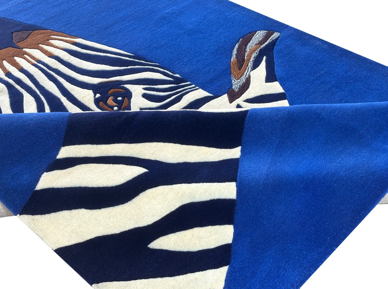 ZEBRA Design Teppich 200x300 cm  Handgetuftet 100% Wolle Blau Schwarz Weiẞ R174