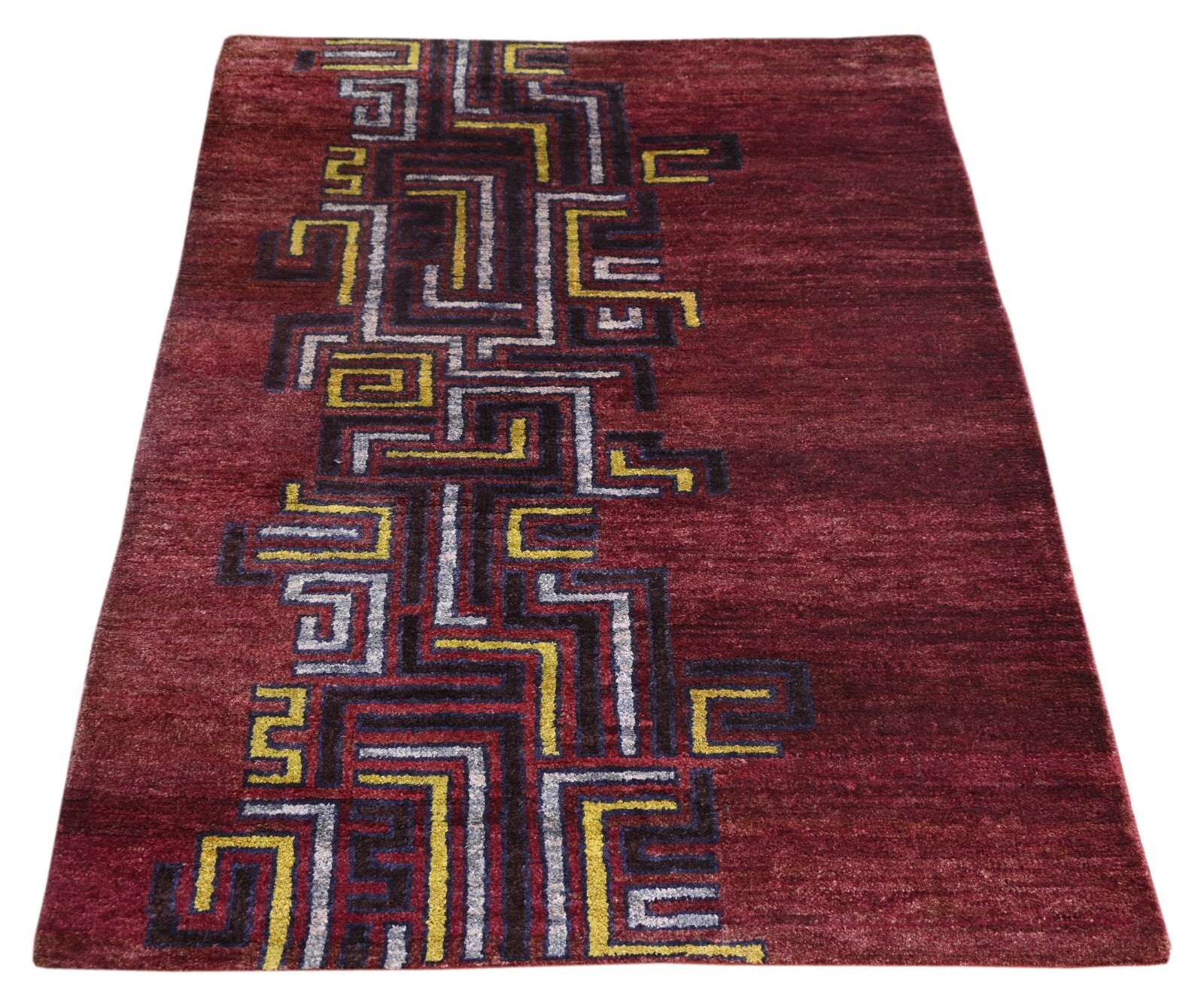 Modernes Handgeknüpfter Wolle 150x240 Vintage Rot Wohnzimmer Teppich SH164