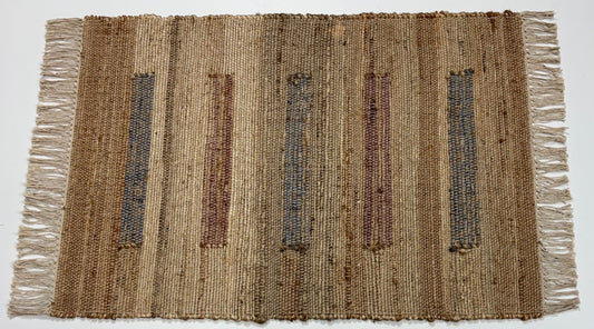 Jute Teppich 60x90 cm – Natur & Ethno Stil mit handgewebtem Muster D531
