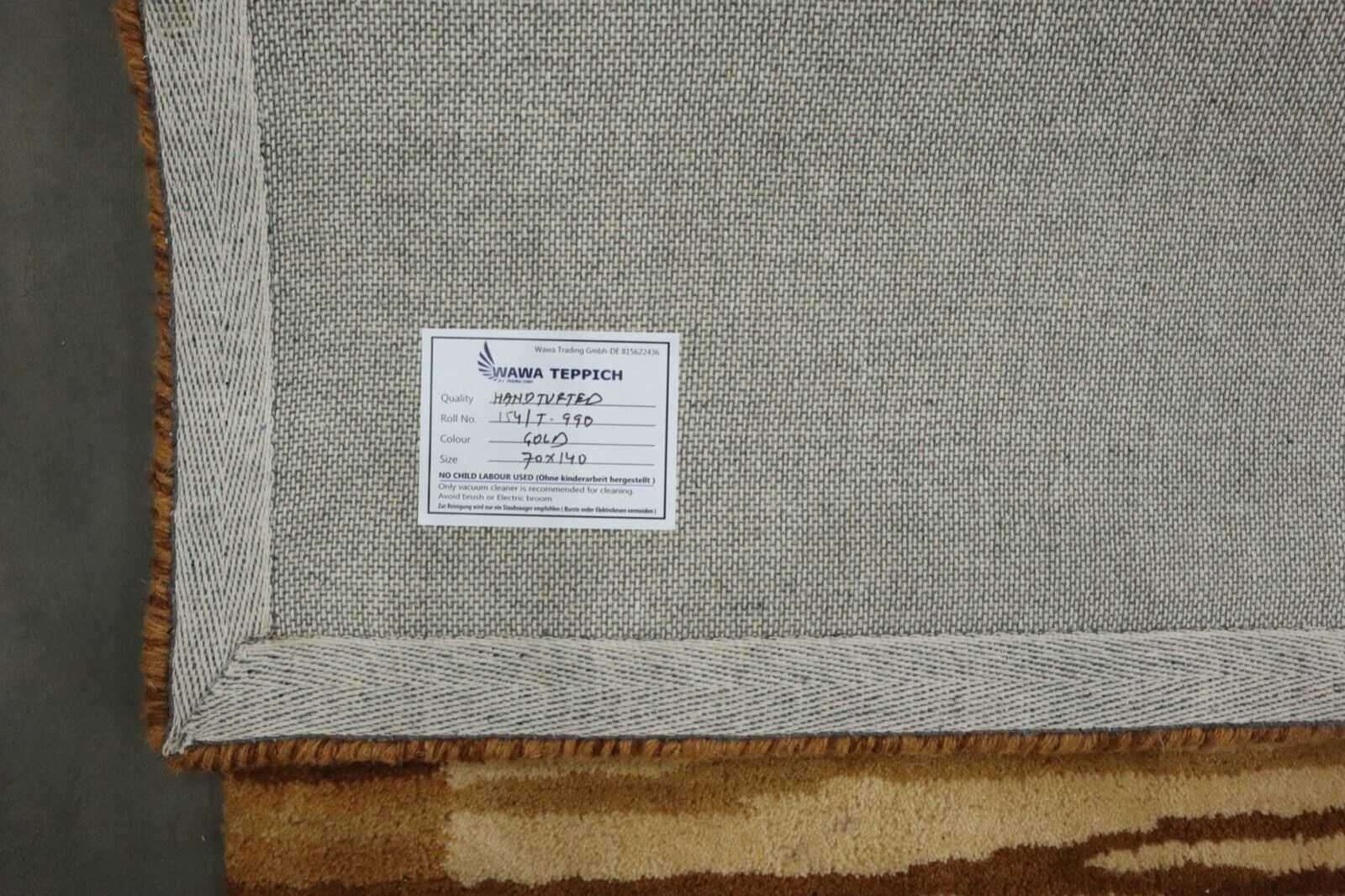 Orange Teppich 100% Wolle 70X140 cm Handarbeit Terrakotta Handgetuftet T990