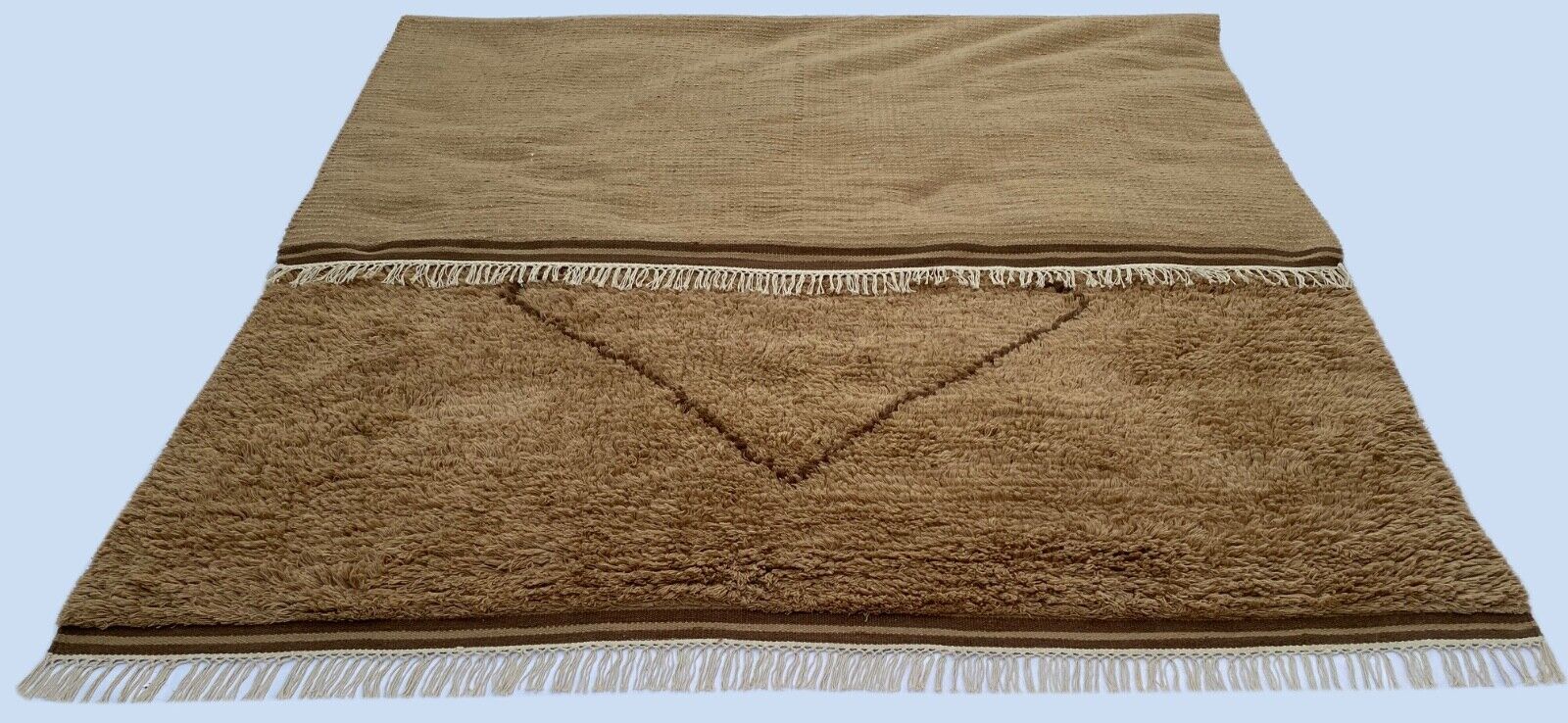 Berberska kosmata preproga Maroko 100% volna rjava ročno izdelana BM2