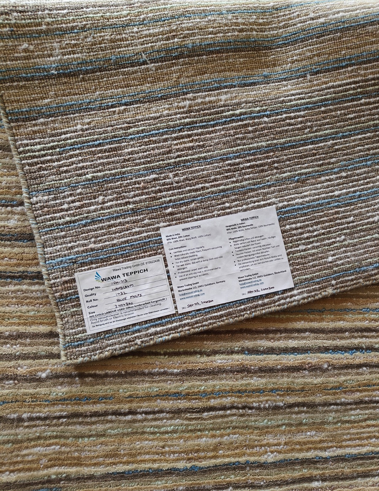 Handgewebter Teppich 240x300 Silber Glanzoptik Wolle Wohnzimmer SH213