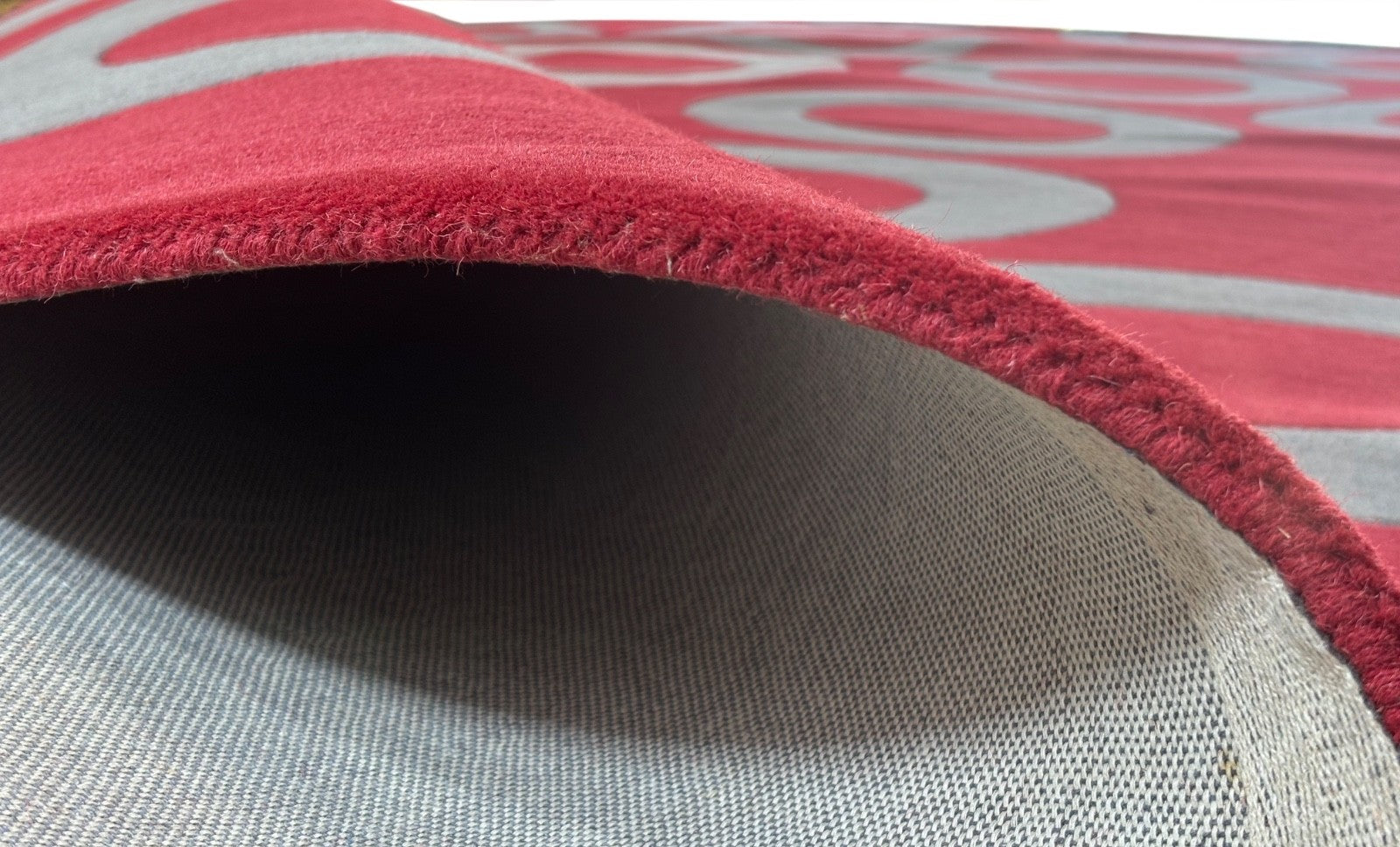 Rot Teppich 100% Wolle Modern Design Kreise 275x365 cm Handgetuftet  MA140