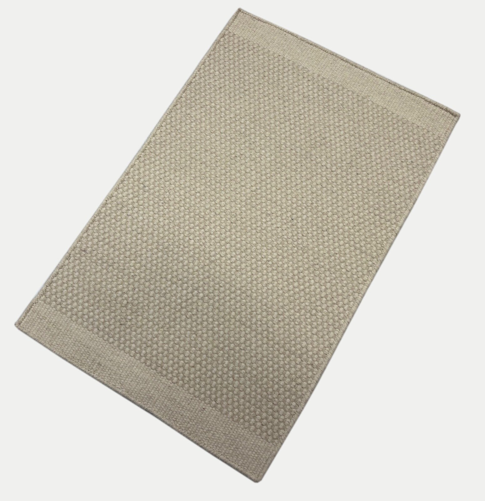 Kilim Dhurry Teppich 60x90cm Handgefertigt 100% Wolle Naturweiß D122