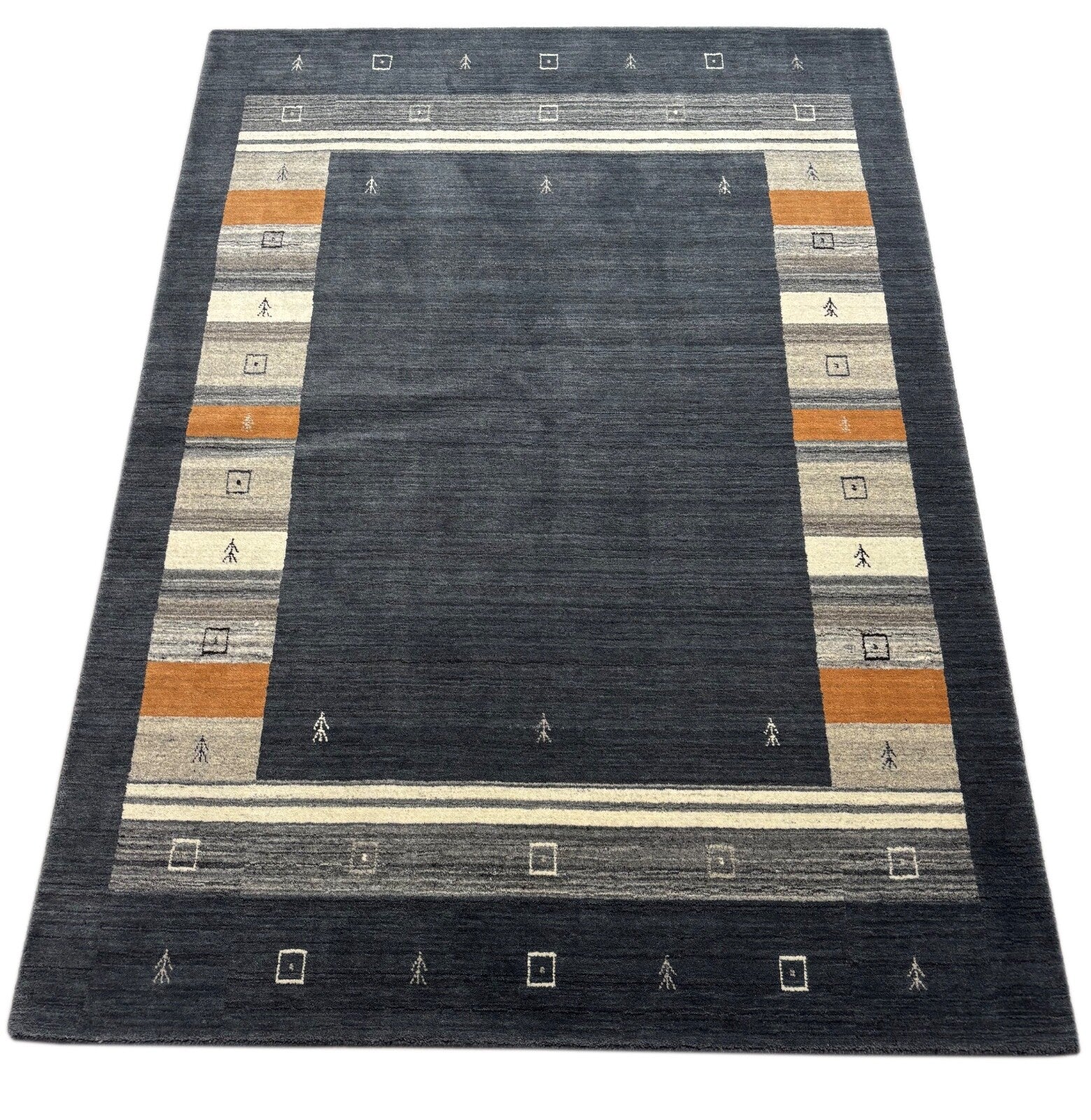 Wollteppich 170x240cm Moderní Handgewebter Grau Béžová 100% wolle Gabbeh st40 