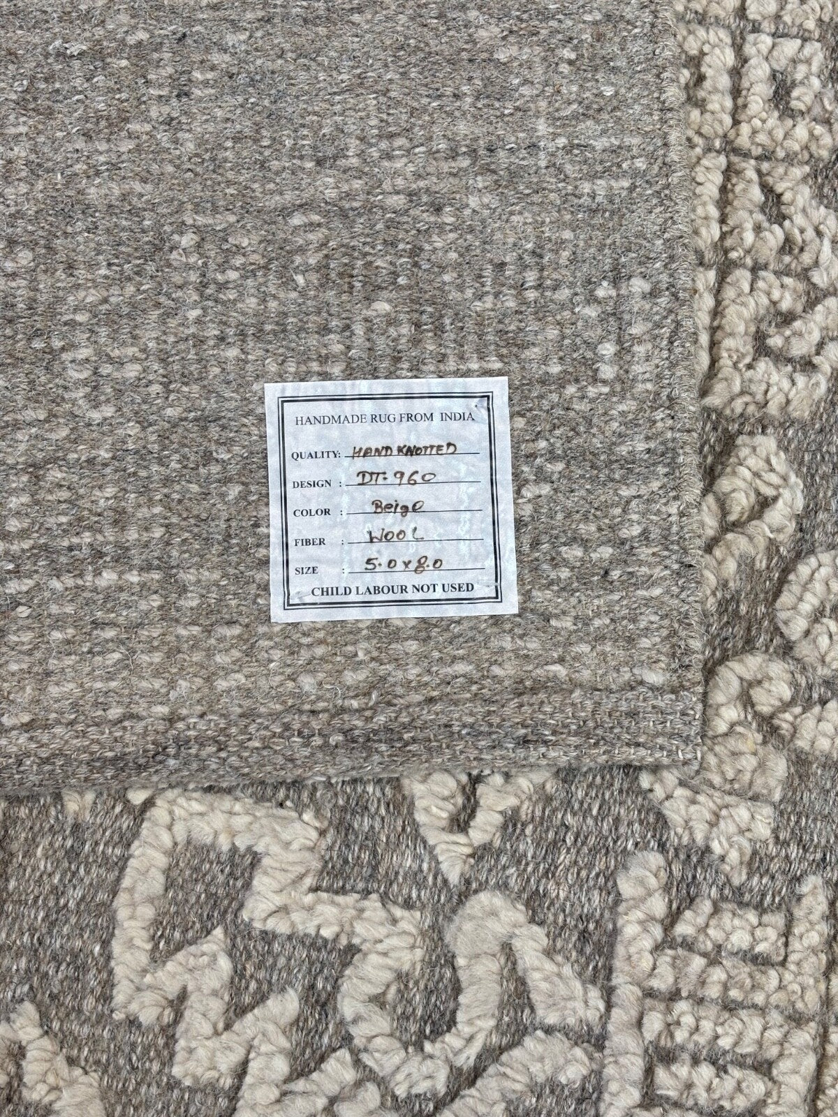 Handgeknüpfter Wollteppich 152x243 cm Beige Grau  Modern Design DT960