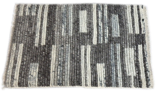 Handgeknüpfter Teppich 60x90 100% Wolle Grau, Beige , Weiß Modern DTK-255