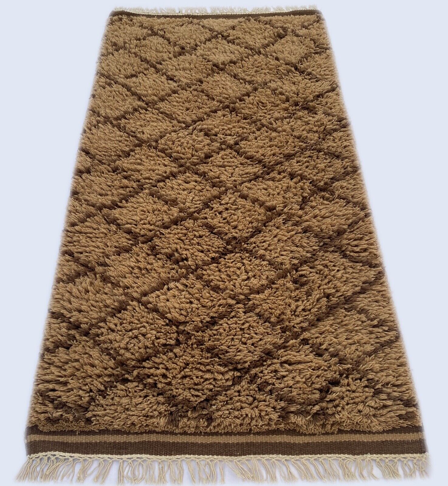 Teppich Morocco Berber Shaggy 100% Wolle Braun Handgefertigter BM1