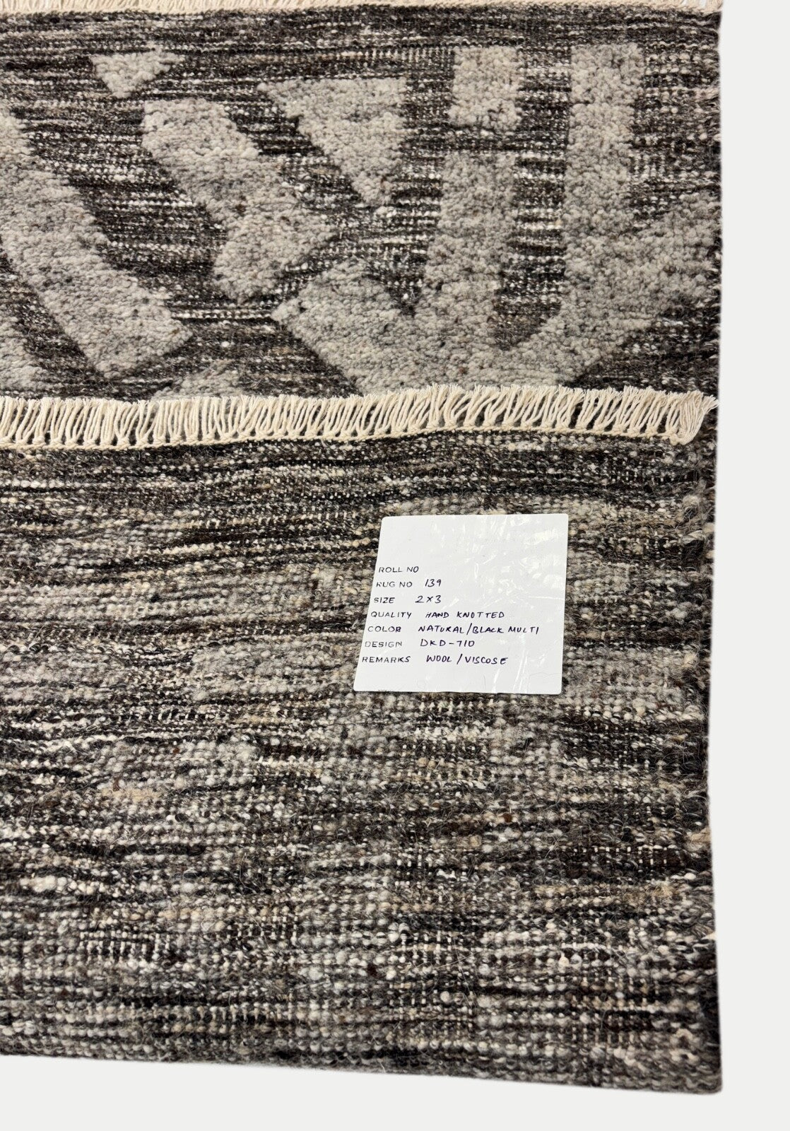 Vlněný koberec 60x90 šedočerný moderní lesklý ručně vázaný vlněný viskózový R139