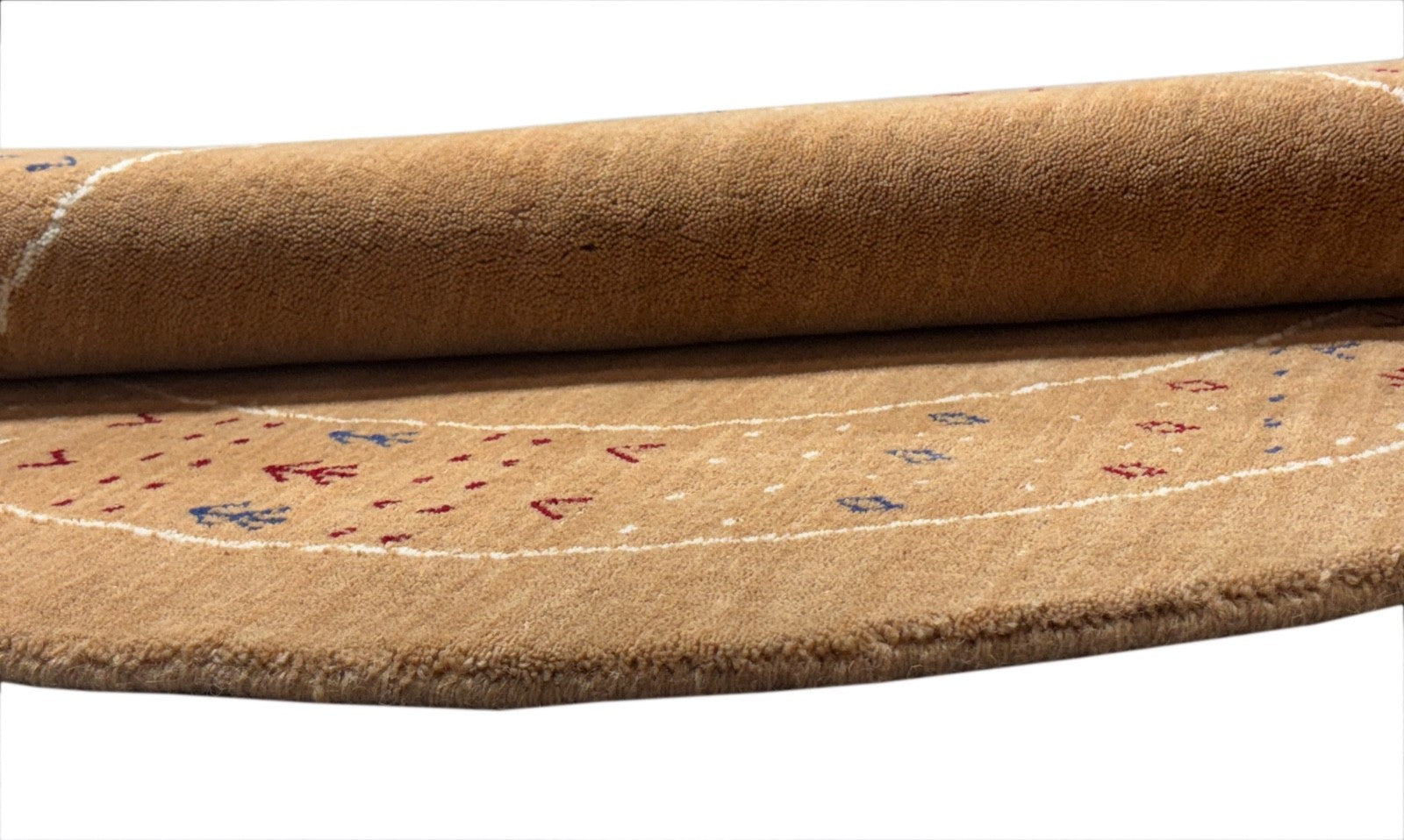 Gabbeh Teppich Rund 120 cm Handgewebt 100% Wolle Orient Design ac1