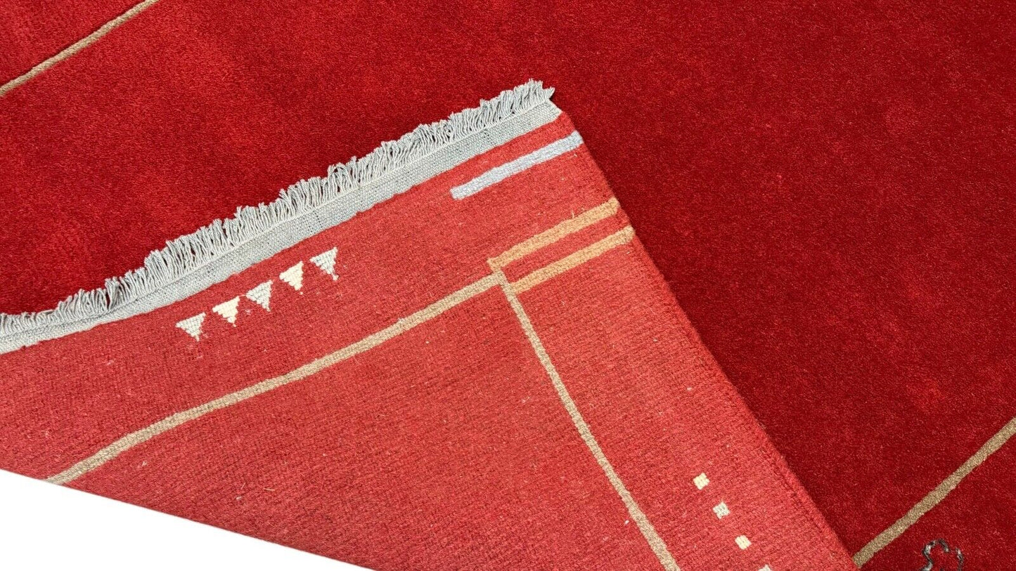 Rot Teppich Indo Nepal Handgeknüpft 100% Wolle 160X230 cm Orienttepich R26
