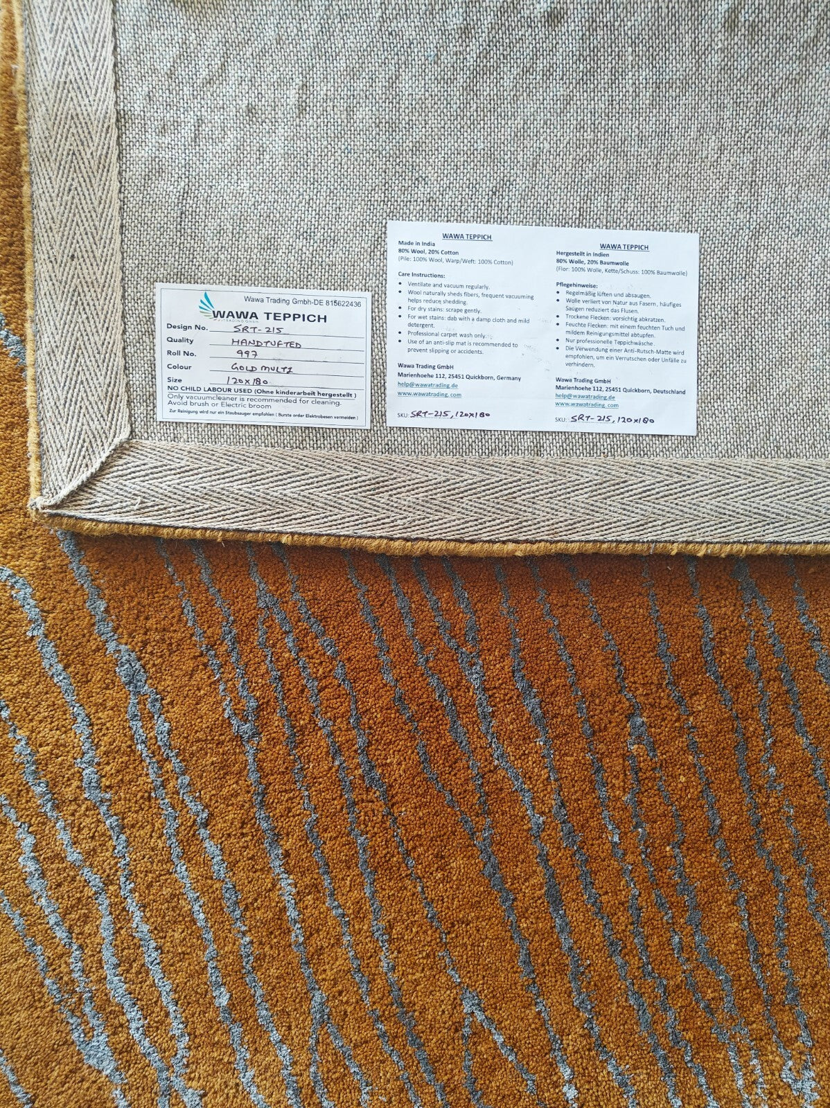 Handgetufteter Wolle Viskose teppich 120x180 Multi-Gold  Modern Wohnzimmer SH215