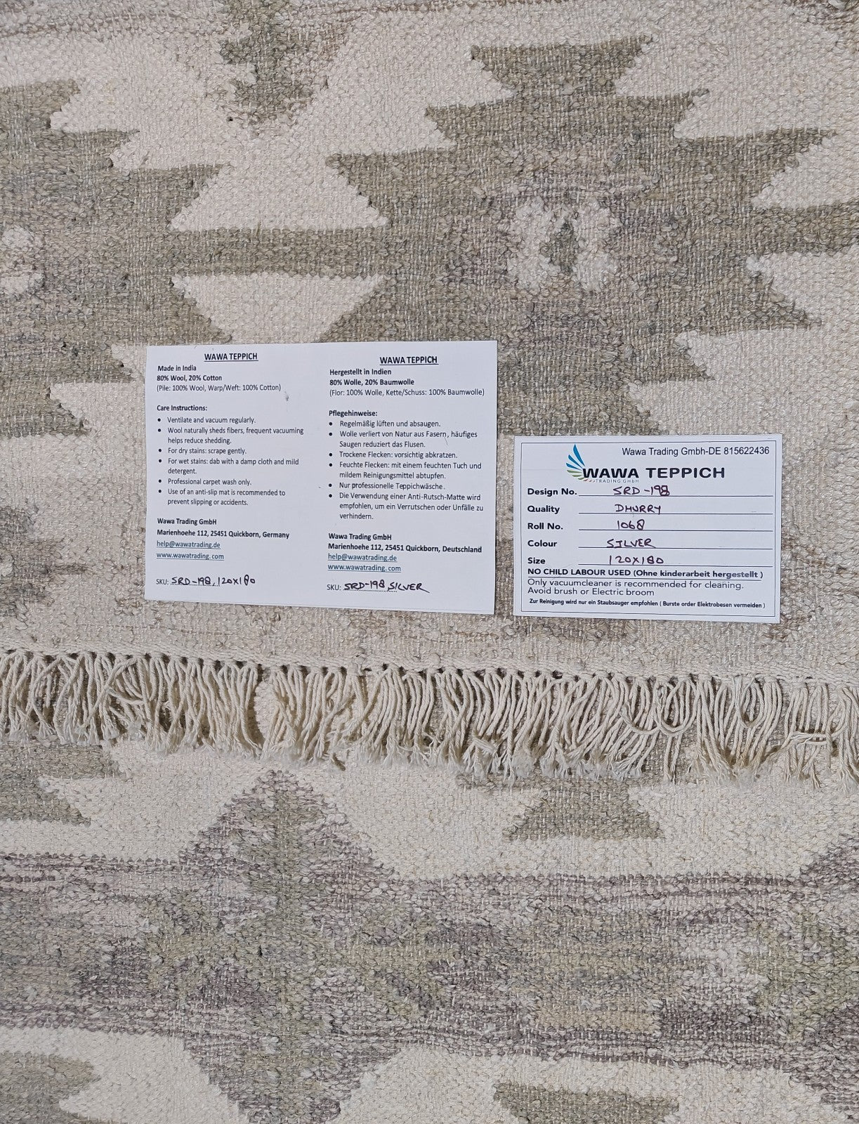 Bunter Wollteppich 120x180 cm Handgefertigt Moderní Teppich sh198