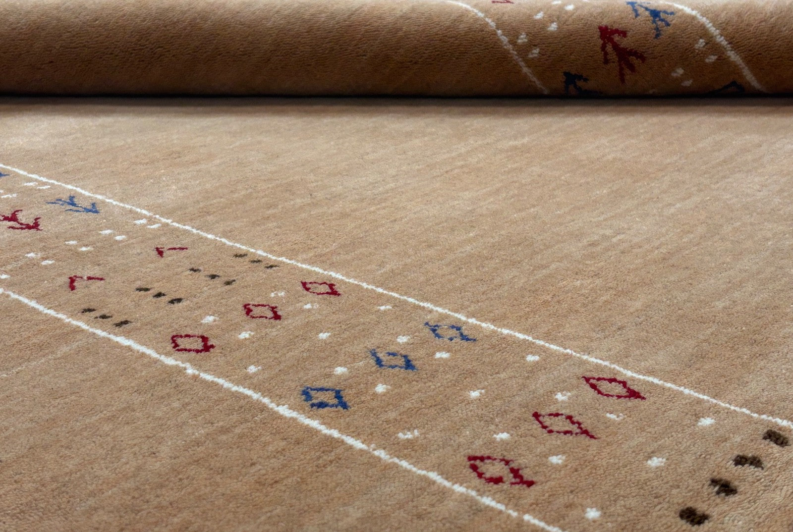 Gabbeh Teppich 140x200 cm Handgewebt 100% Wolle Peach Caramel Orient Modern ac1