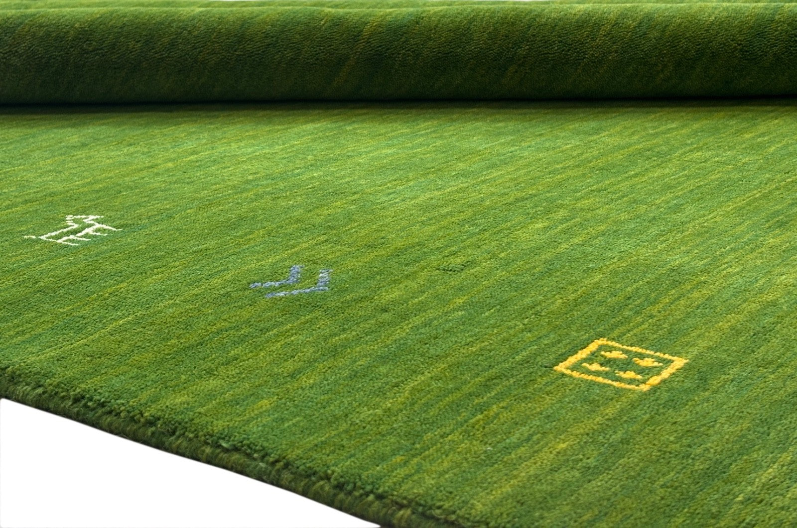 Zelený koberec Gabbeh, 100% vlna, 170x240 cm, obývací pokoj, orientální, ručně tkaný