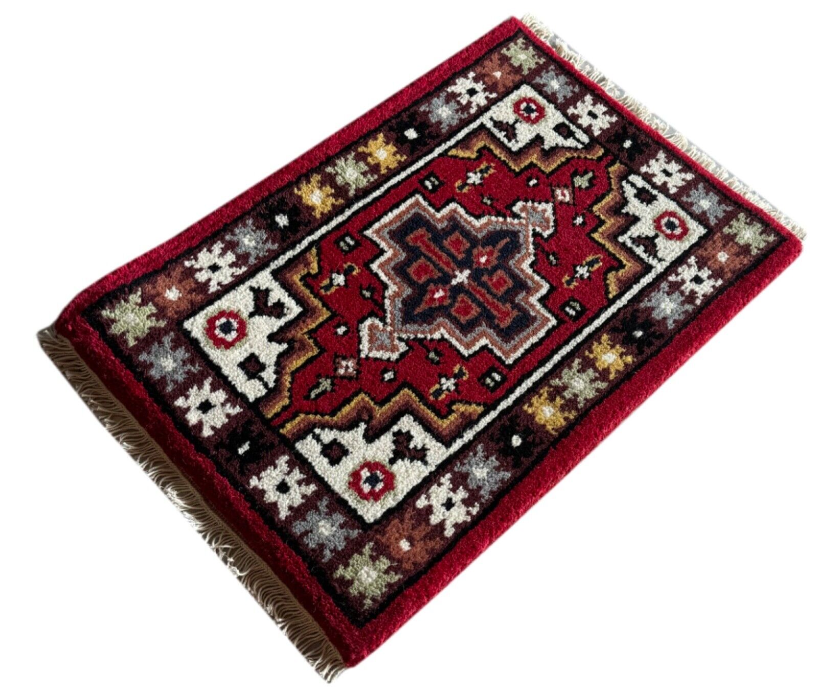 Handgeknüpft Fußmatten 40X60 CM Brücke Automatten Teppich 100% Wolle Rot PH11