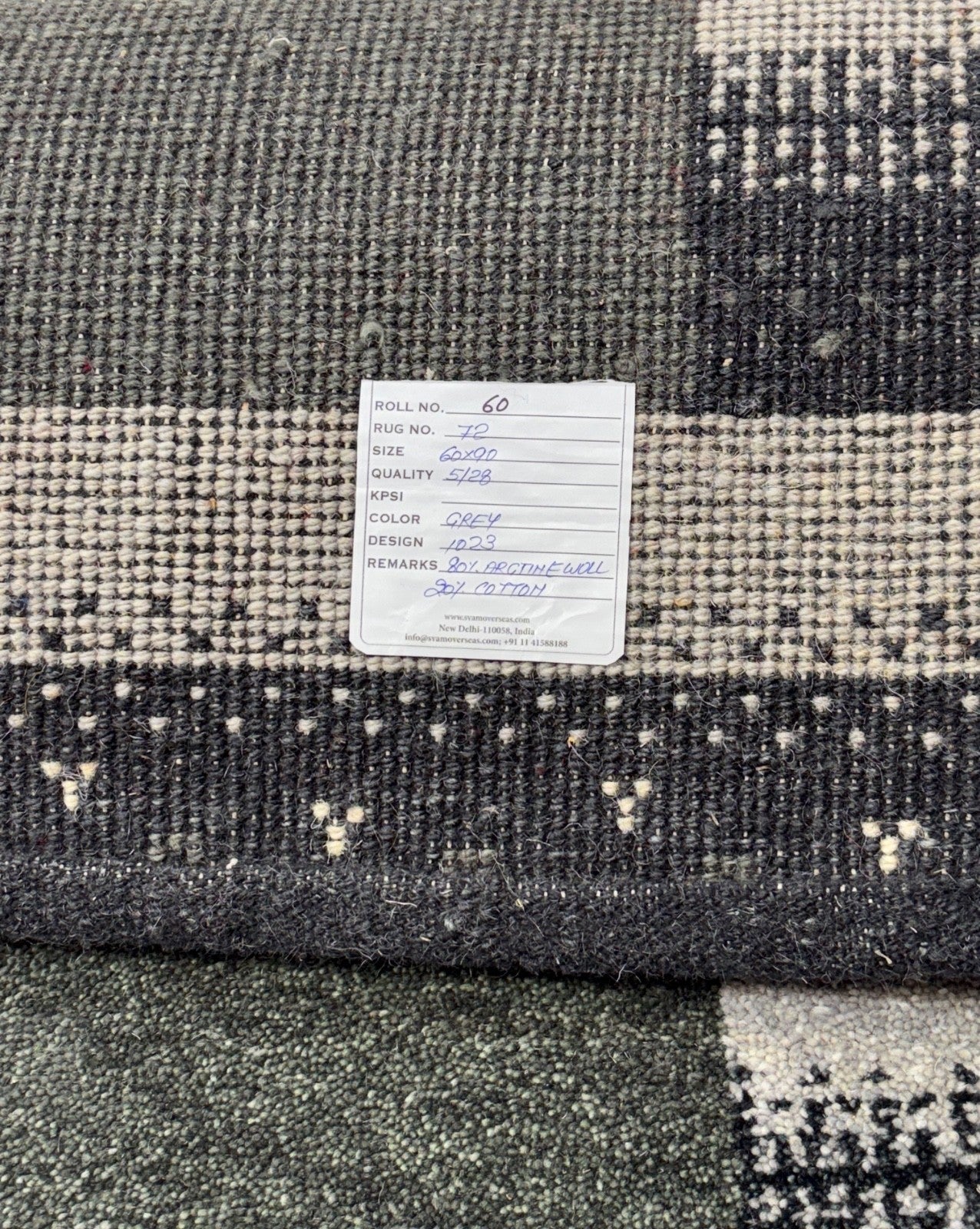 Gabbeh Teppich 60x90 cm Handgeknüpft 100% Wolle Dunkelgrün Grau Modern R72