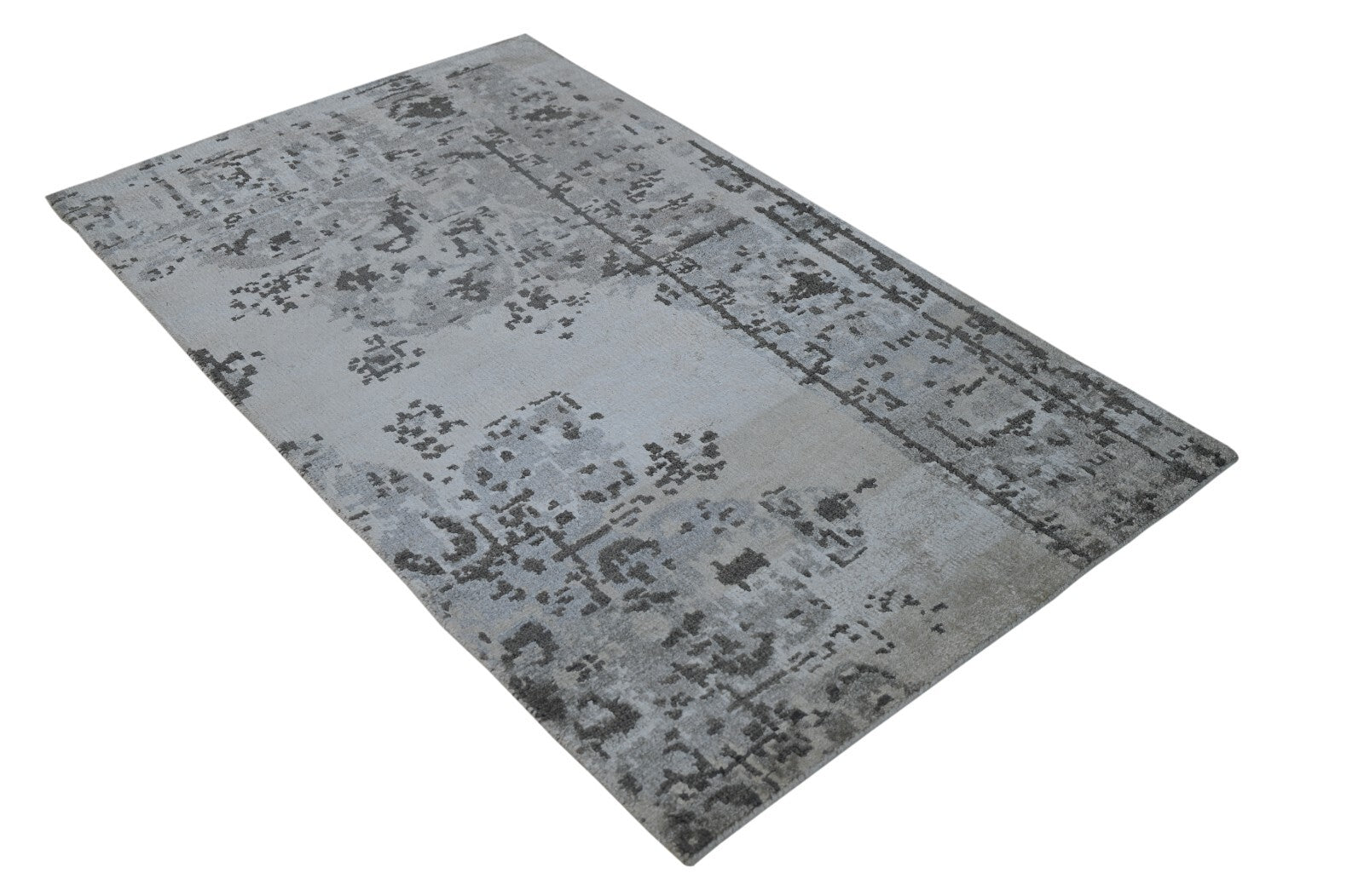 Moderna ročno vozlana bambusova preproga 90x150, vintage srebrna preproga za dnevno sobo SH150