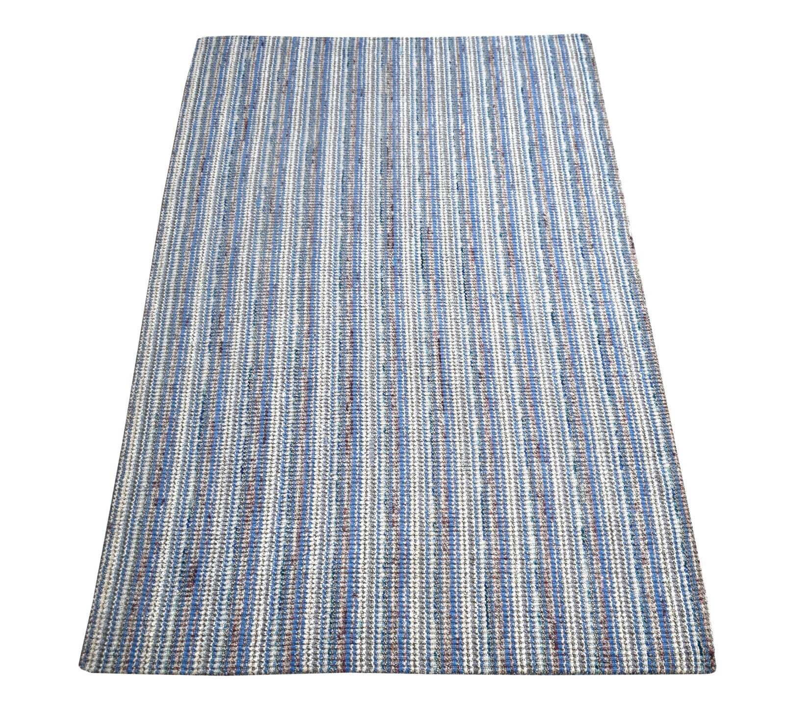 Handgewebter Teppich 150x240 BLAU Glanzoptik Wolle Flach Wohnzimmer SH110