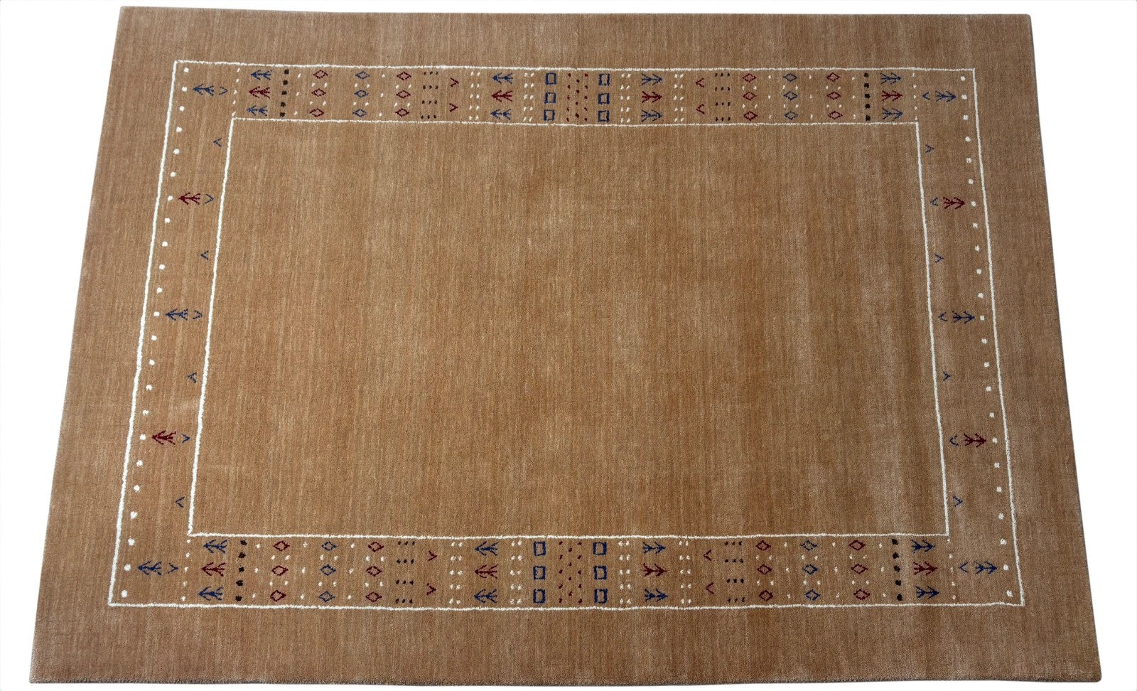 Gabbeh Teppich 140x200 cm Handgewebt 100% Wolle Peach Caramel Orient Modern ac1