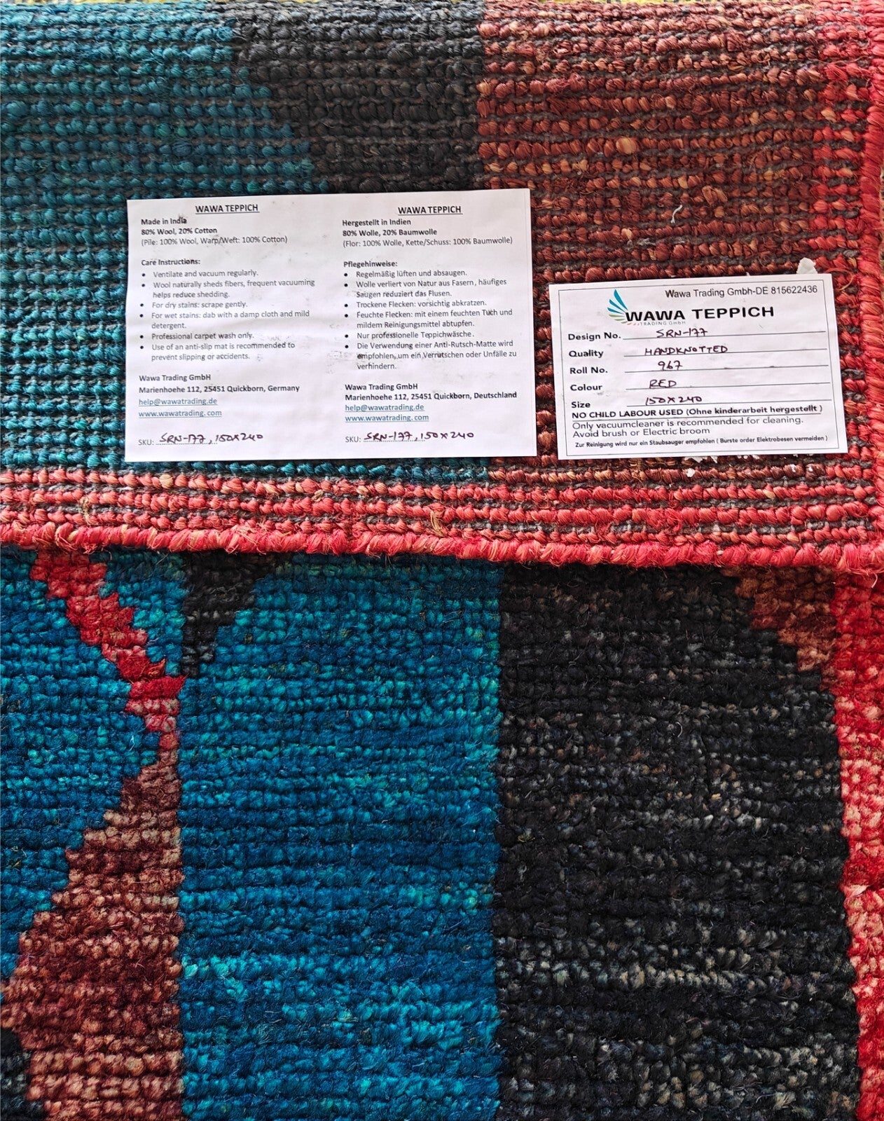 Moderna ročno vozlana juta preproga za dnevno sobo 150x240 v vintage rdeči barvi SH177