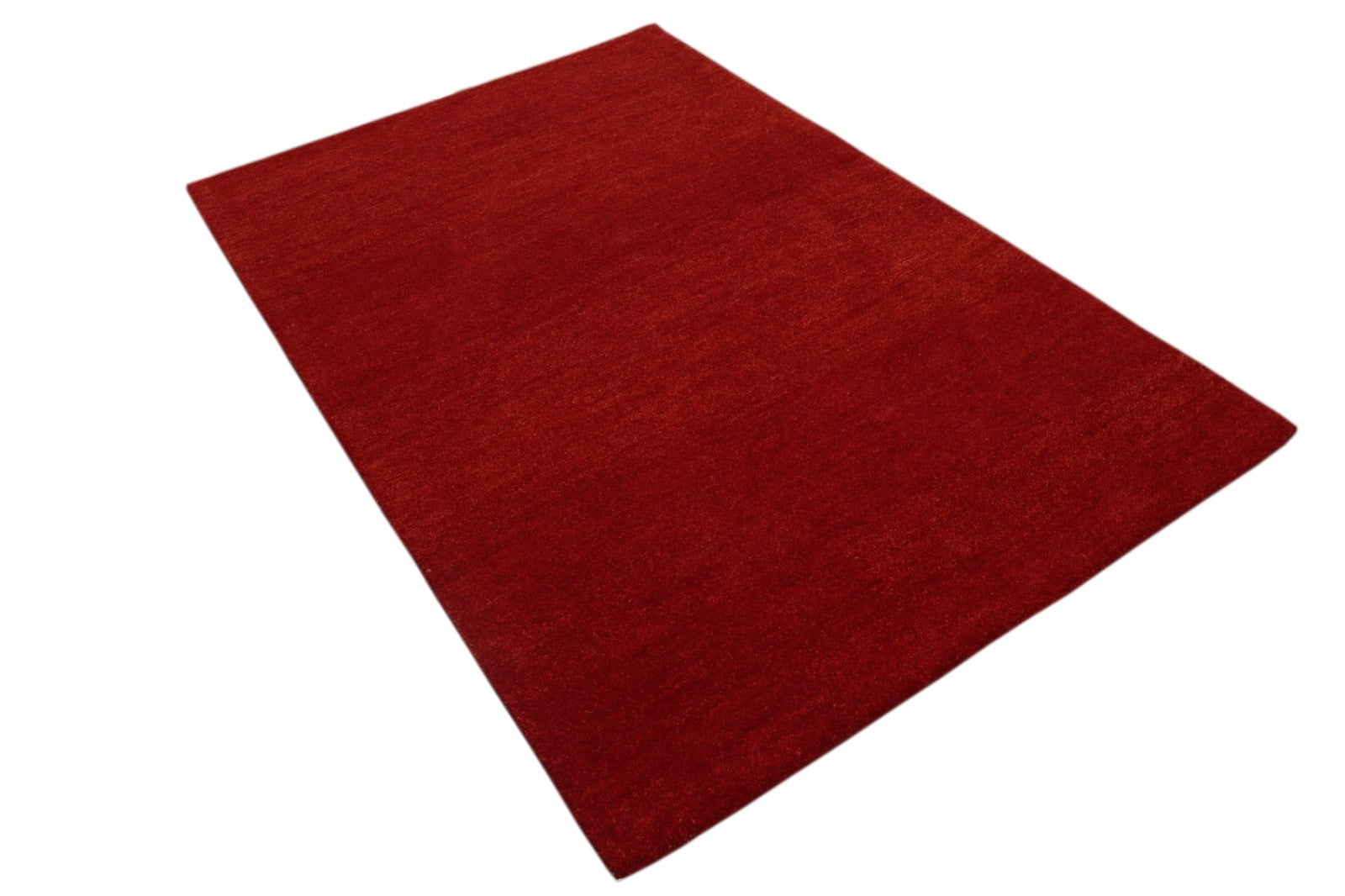 Gabbeh Teppich 100% Wolle Rot Uni Farbe 120x180 cm  Handgemacht PL16