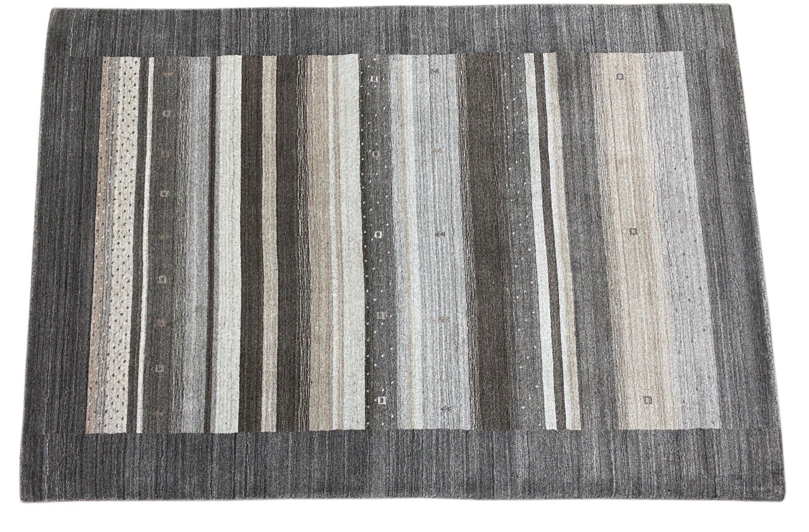 Grau Gabbeh Teppich Wolle Viskose Fine Orientteppich Handgewebt Loom Brücke