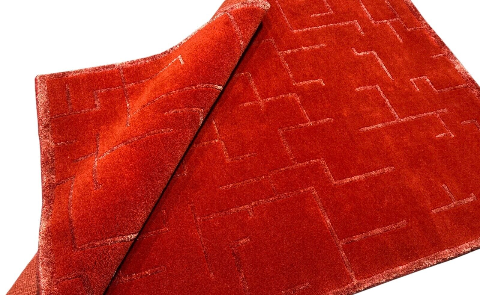 Rot Nepal Teppich Handgeknüpft Wolle Bambus seide Orientteppich 125x185 cm