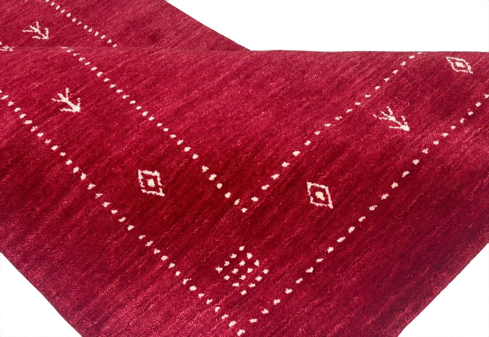 Rot Teppich 100% Wolle Handgefertigt 90X160 cm Handgewebt Gabbeh Orient AC06