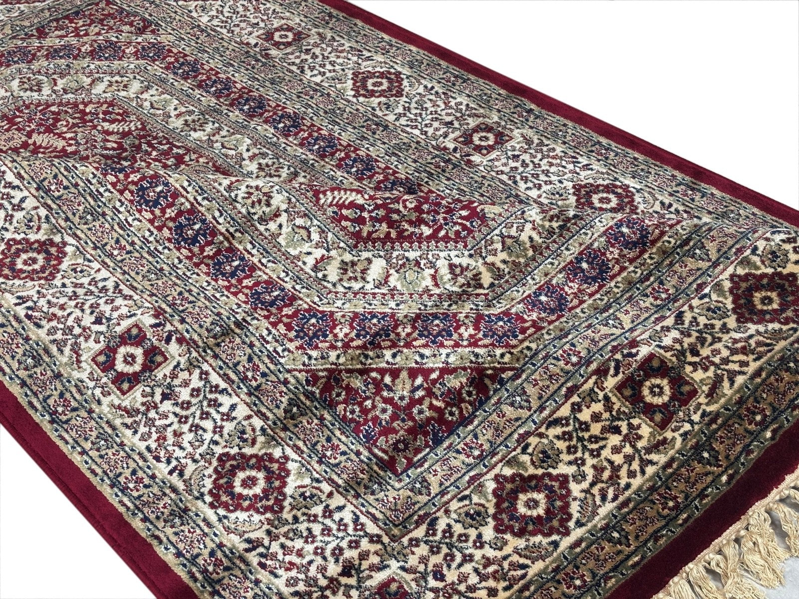 Tapis oriental Cachemire Design 150x210 cm Viscose Soie Brillante Rouge/Beige M53R