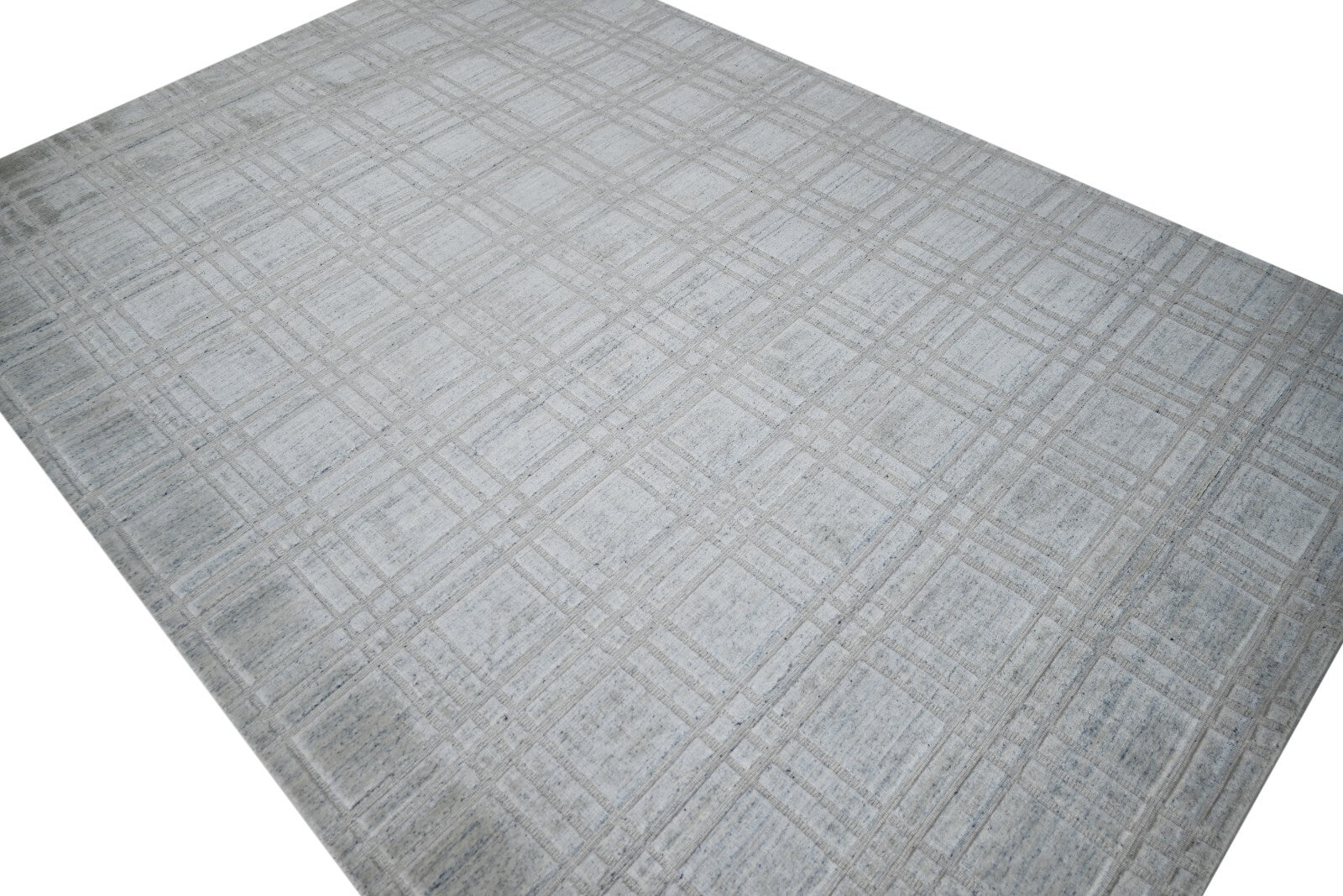 Handgewebter Teppich 170x240 Silber Glanzoptik Woll-Viskosem Wohnzimmer SH120