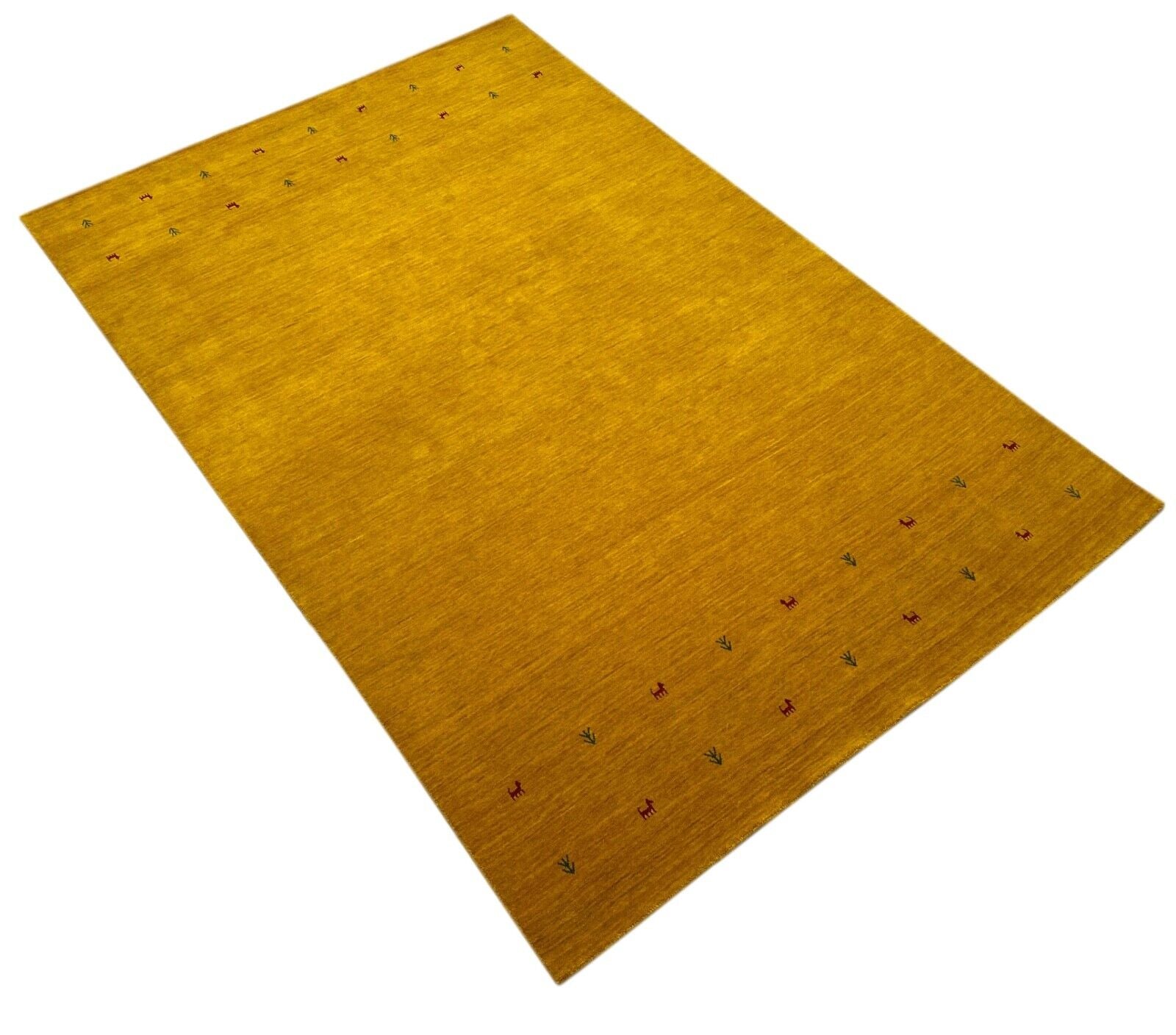 Gold Gabbeh Teppich 100% Wolle Orientteppich Handgewebt  Loom Brücke G625T3