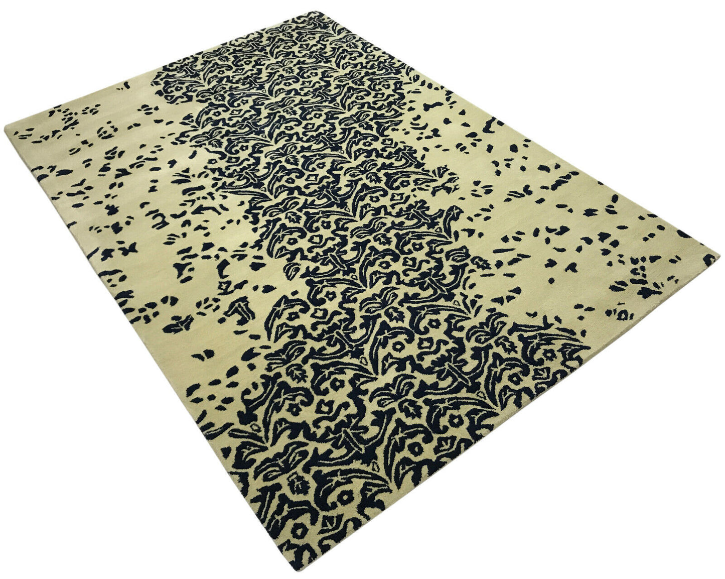Designer Teppich 160X230 Handarbeit Gold Schwarz  Beige Blau Orient Debbich