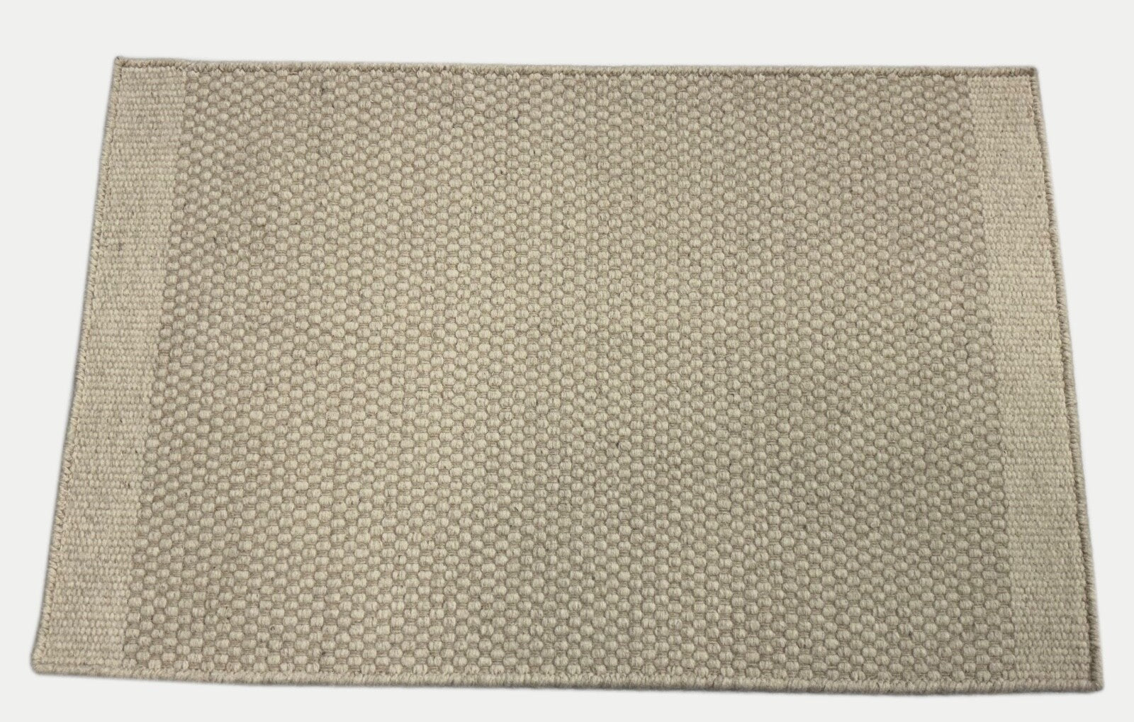 Kilim Dhurry Teppich 60x90cm Handgefertigt 100% Wolle Naturweiß D122