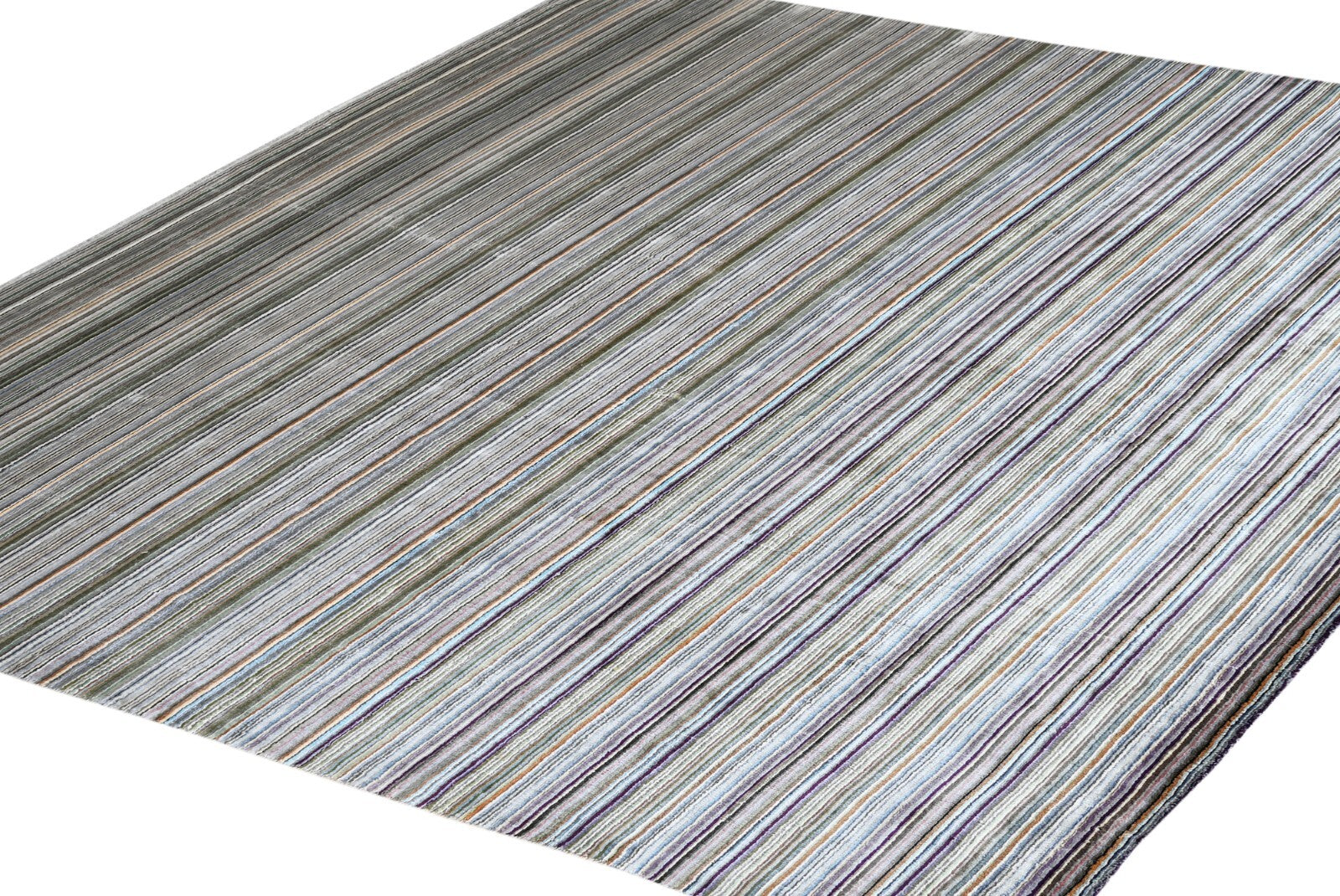 Handgewebter Teppich 250x300  Multi-Silber  Viskose Glanzoptik  Wohnzimmer SH266