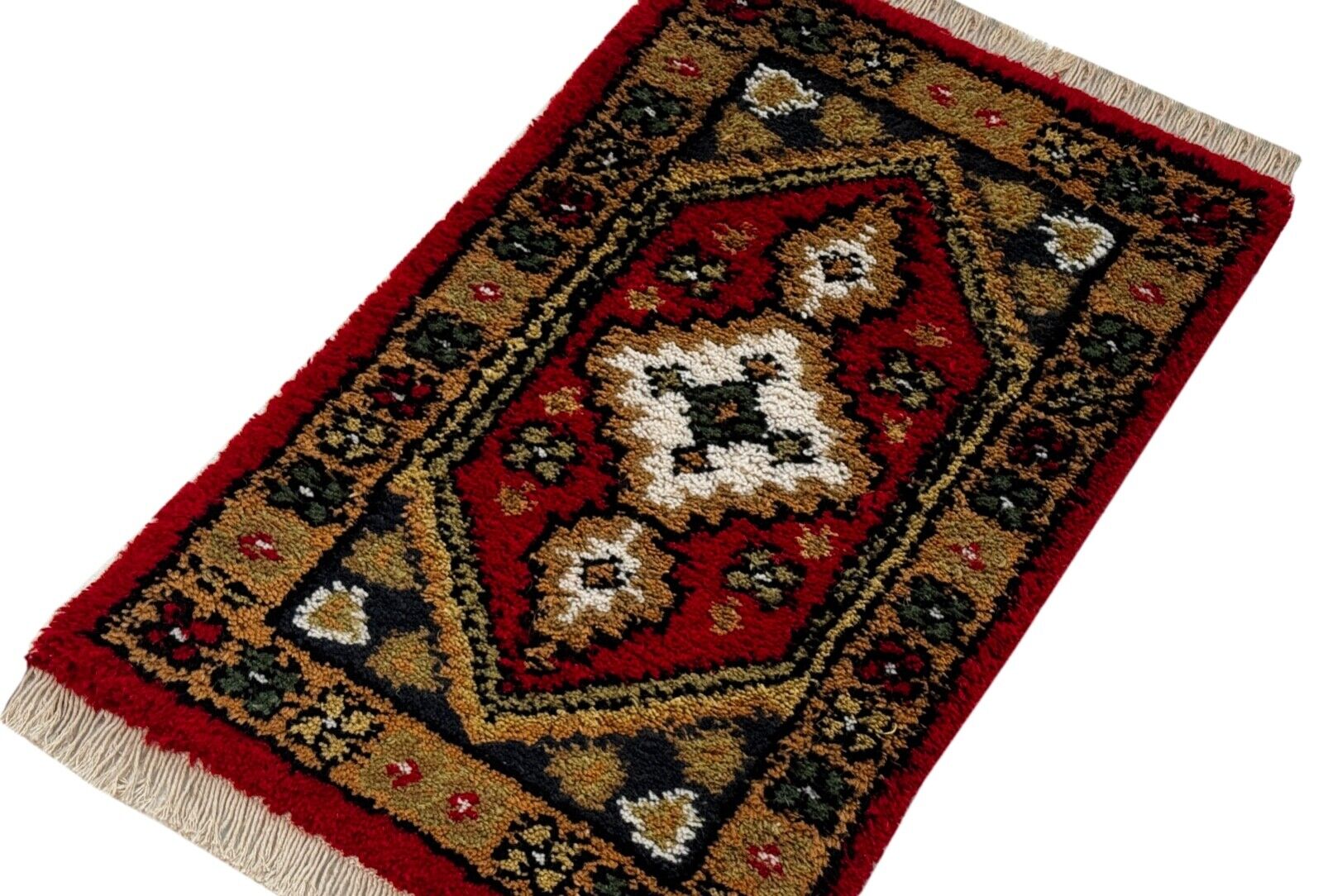 Fußmatten 40X60 CM Handgeknüpft Teppich 100% Wolle Rot Gold Brücke Automatten