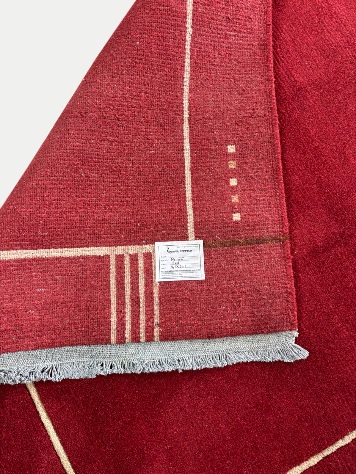 Rot Teppich Indo Nepál Handgeknüpft 100% Wolle 161x242 cm Orientteppich PR55 