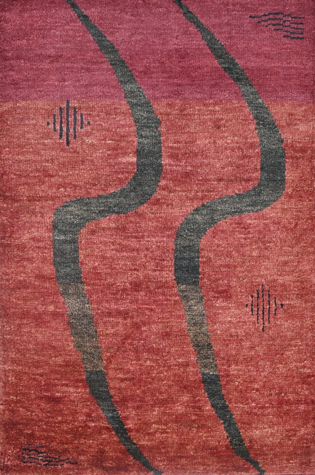 Modernes Handgeknüpfter Wolle 120x180 Vintage Rot Wohnzimmer Teppich SH180