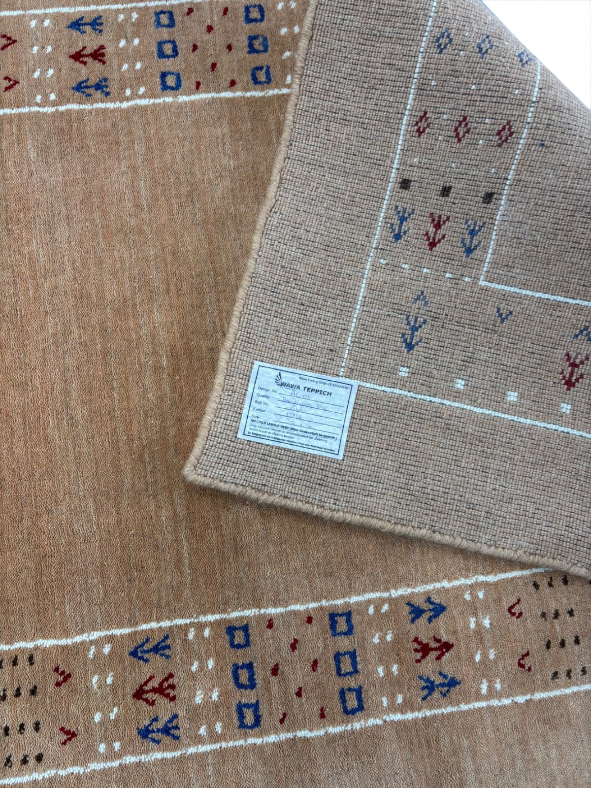 Gabbeh Teppich 90x160 cm Handgewebt 100% Wolle Peach Caramel Orient Modern ac1