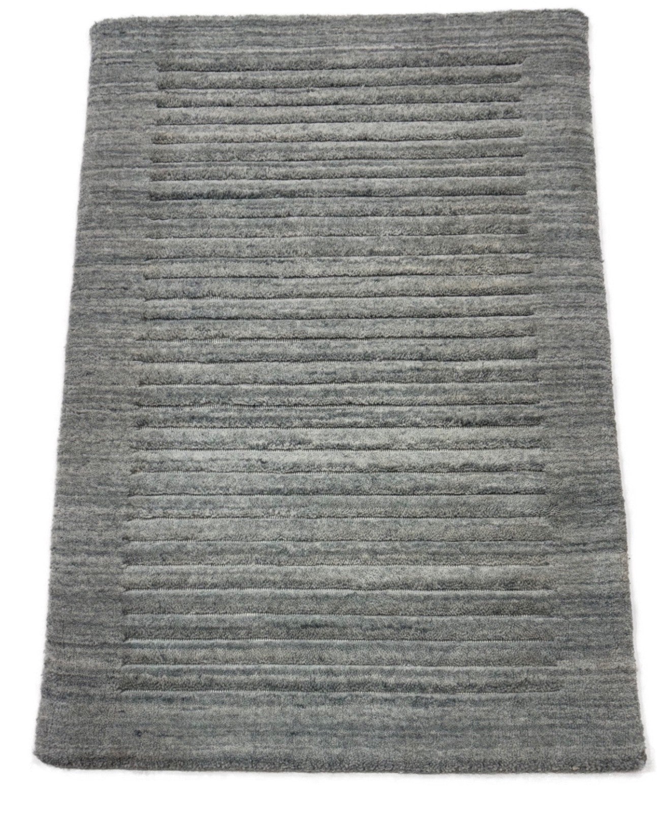 Handgewebter Teppich 60x90 cm Blau Modern Nachhaltig PET Garn Design Teppich R73 