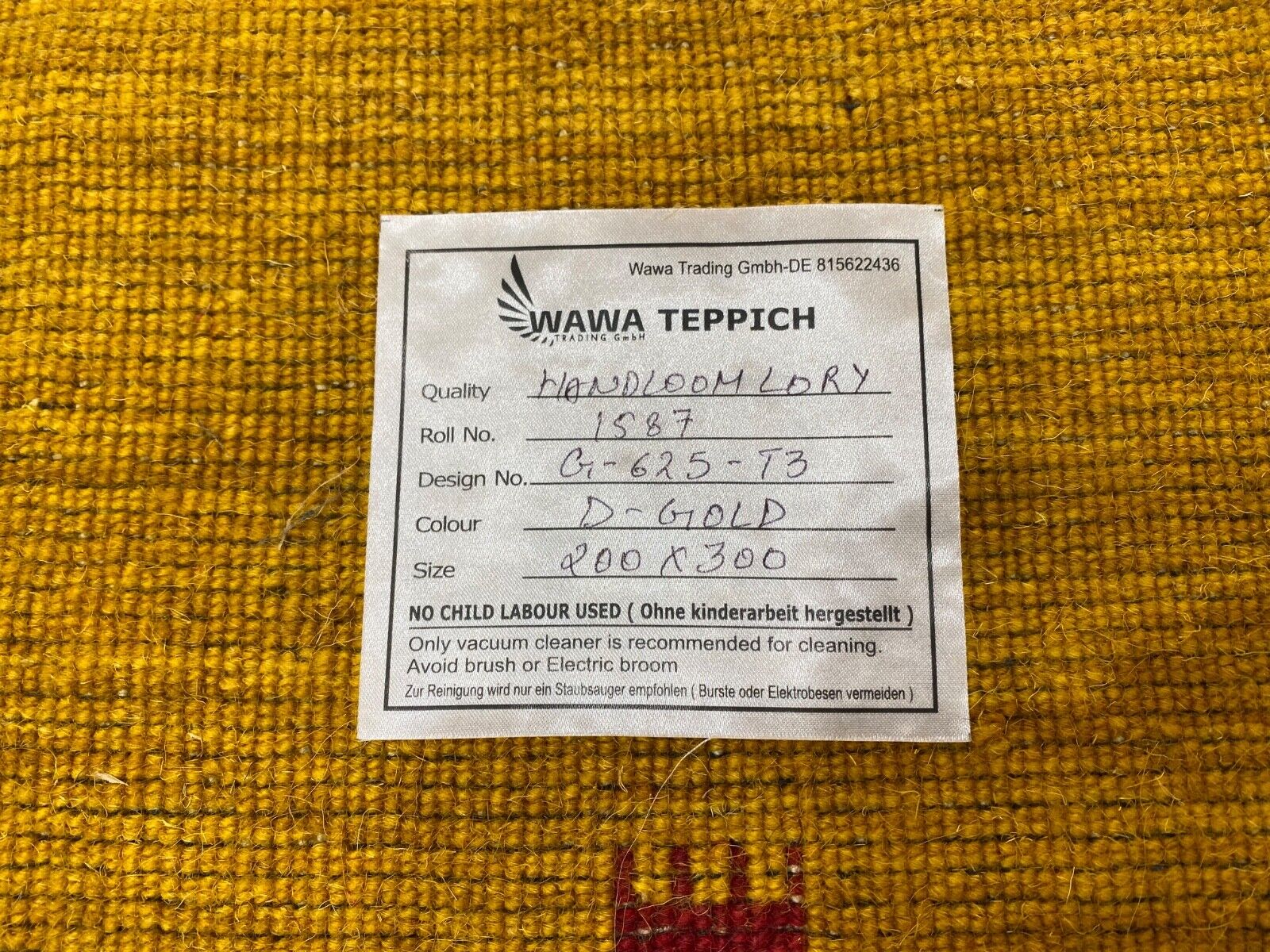 Gold Gabbeh Teppich 100% Wolle Orientteppich Handgewebt  Loom Brücke G625T3