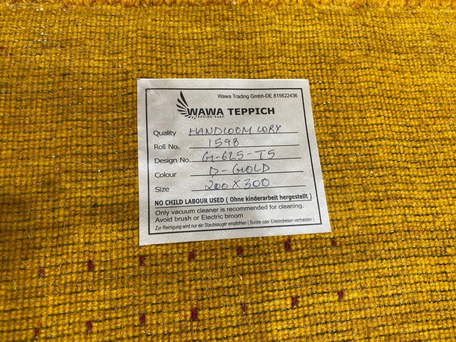 Gold Gabbeh Teppich 100% Wolle Orientteppich Handgewebt  Loom Brücke G625T5