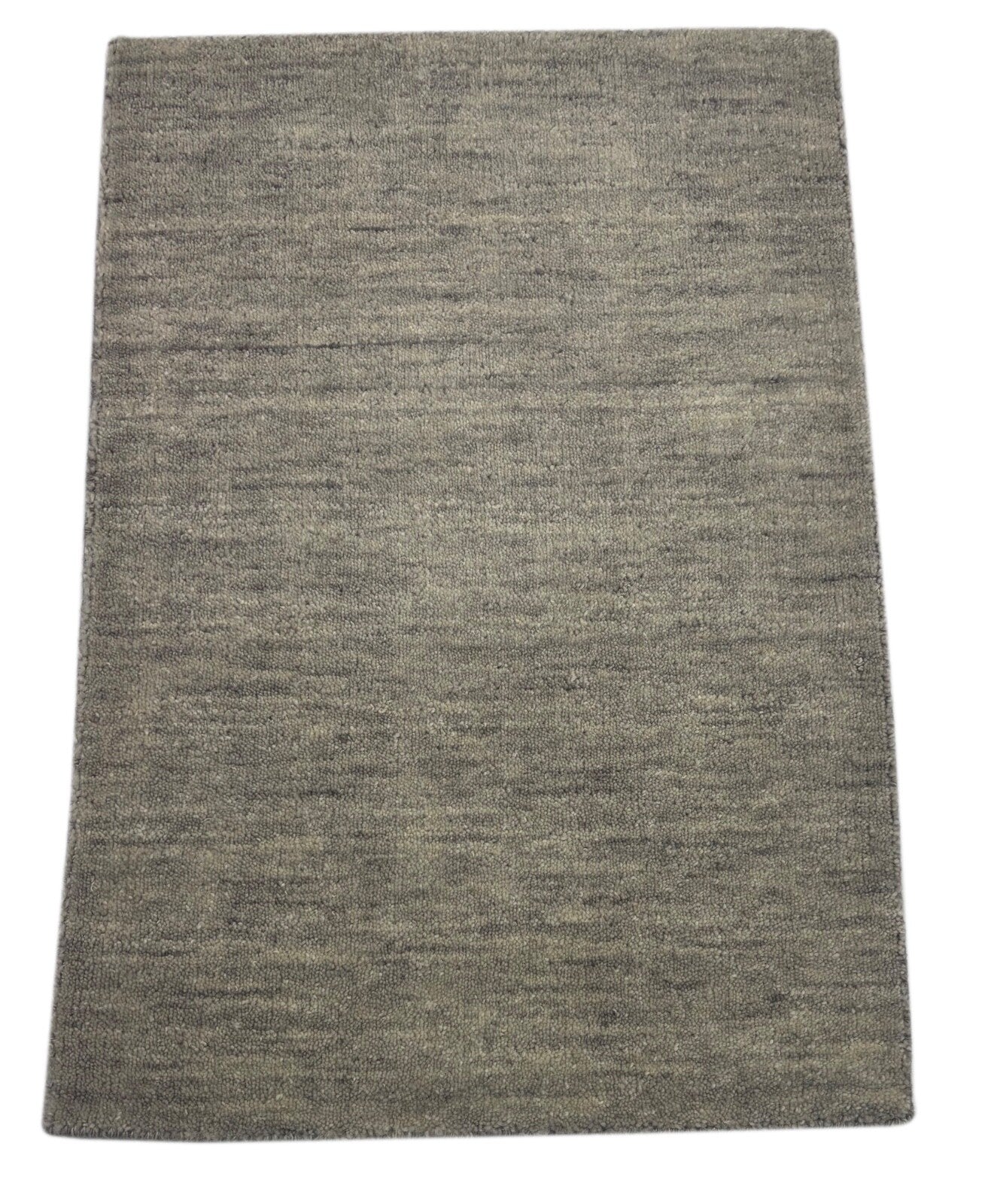 Handgewebter Teppich 60x90cm Silber Modern Wollteppich Handgefertigt D710 