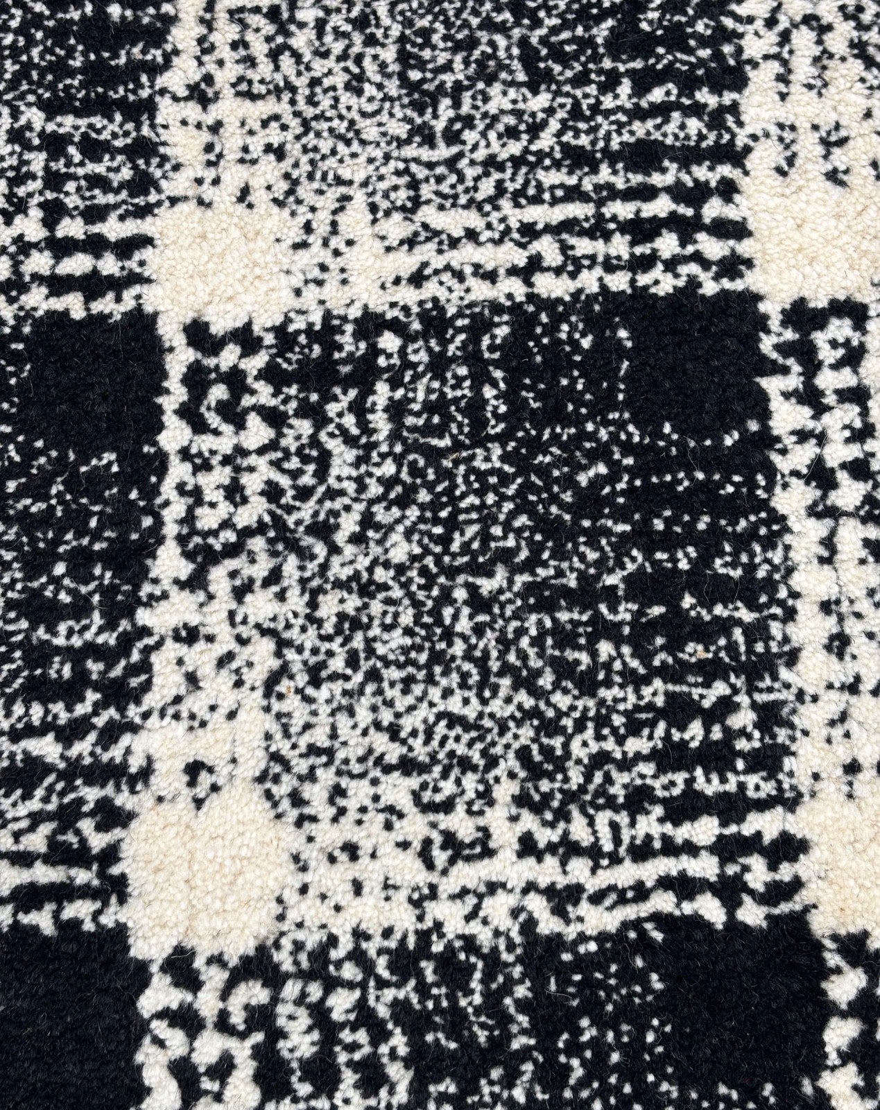 Handgetufteter Wollteppich 60x90cm Schwarz Weiß Modern Geometrisches Muster R99