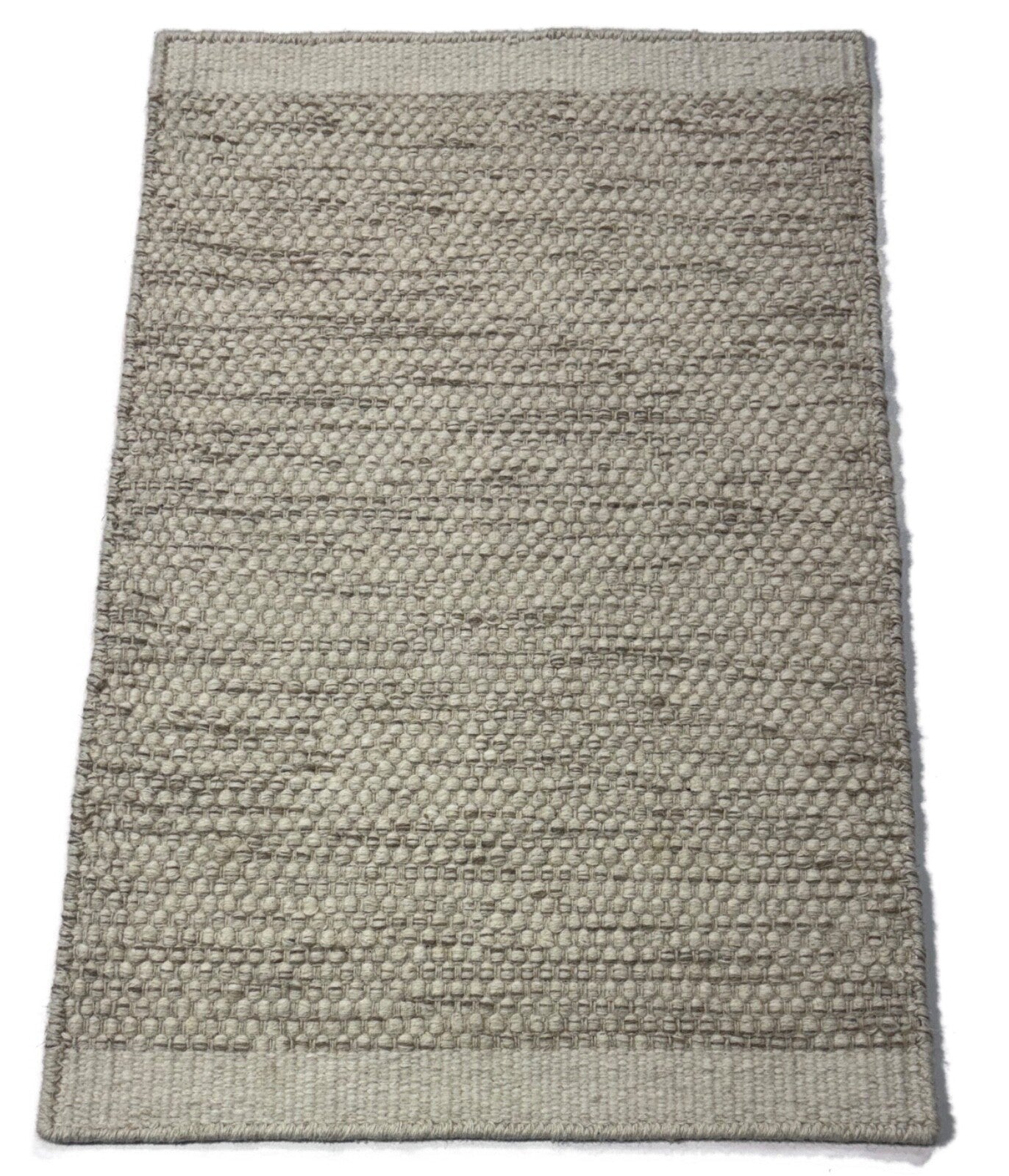 Kilim Dhurry Teppich 60x90cm Handgefertigt 100% Wolle Naturbeige Sandgrau D103
