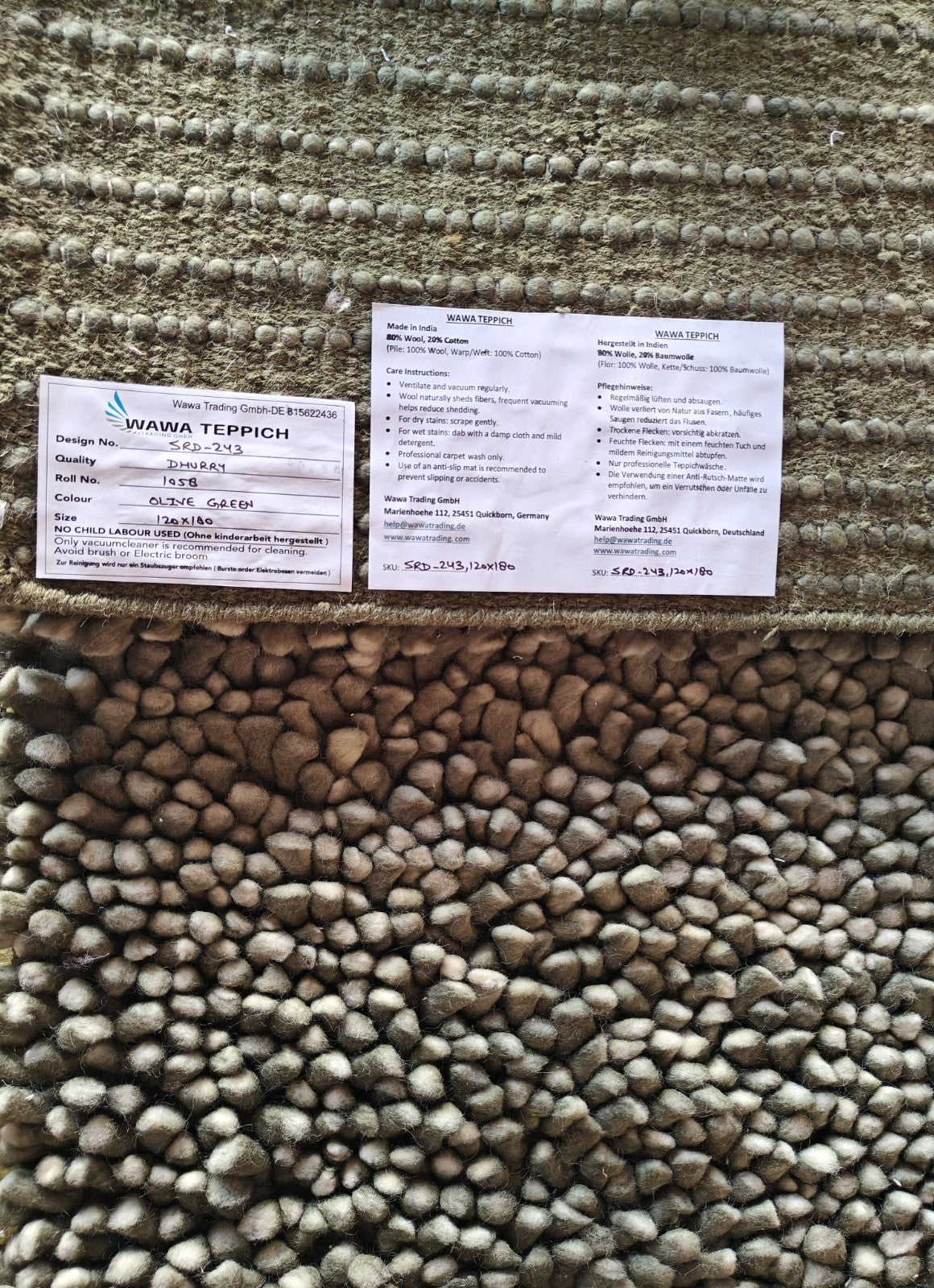 Bunter Wollteppich 120x180 cm Handgefertigt Moderní Teppich sh243