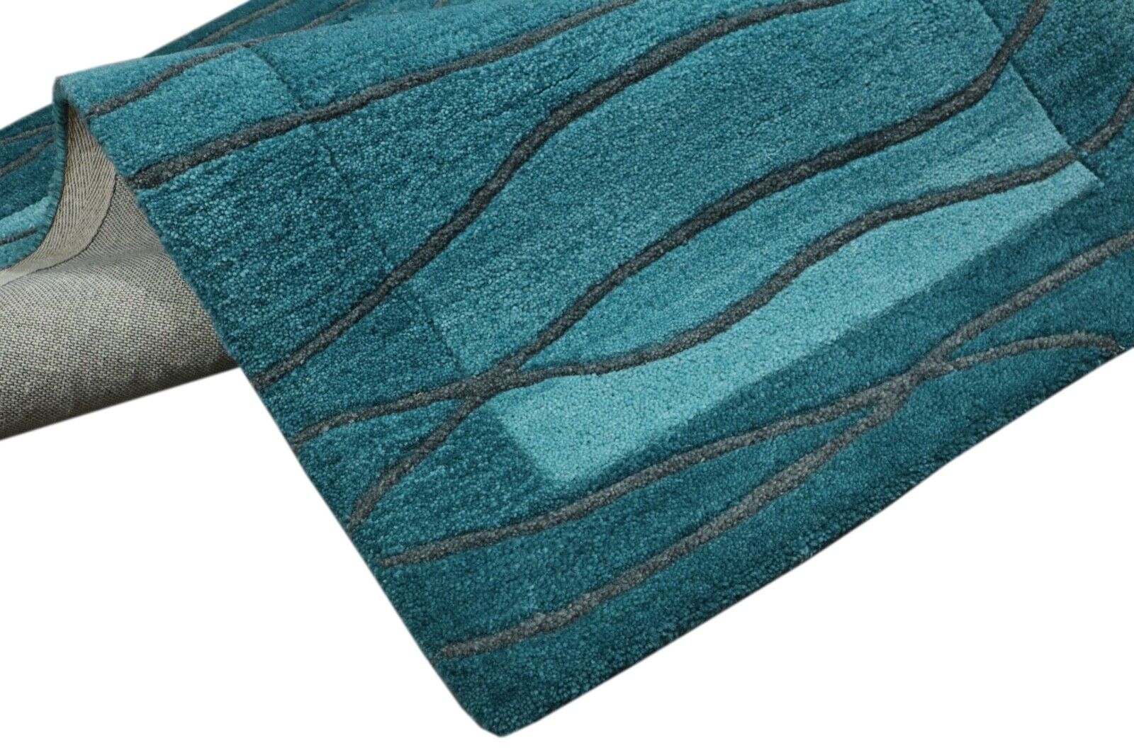 Gabbeh Teppich 100% Wolle 70X140 cm Handarbeit Hell Blau Handgetuftet T1020